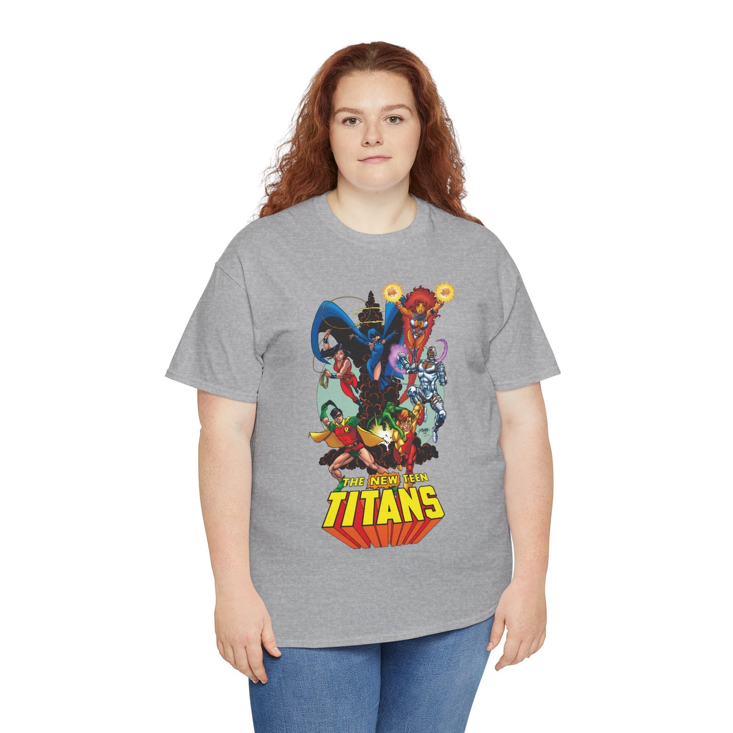 New Teen Titans T-Shirt - George Perez Art - Raven, Cyborg, Robin, Starfire, Wonder Girl, Changeling - DC Comics