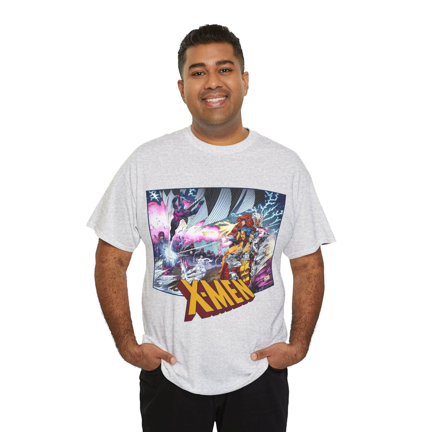 X-Men T-Shirt - Whilce Portacio Art - Storm, Jean Grey, Archangel, Iceman - Fighting Sentinels - Marvel Comics