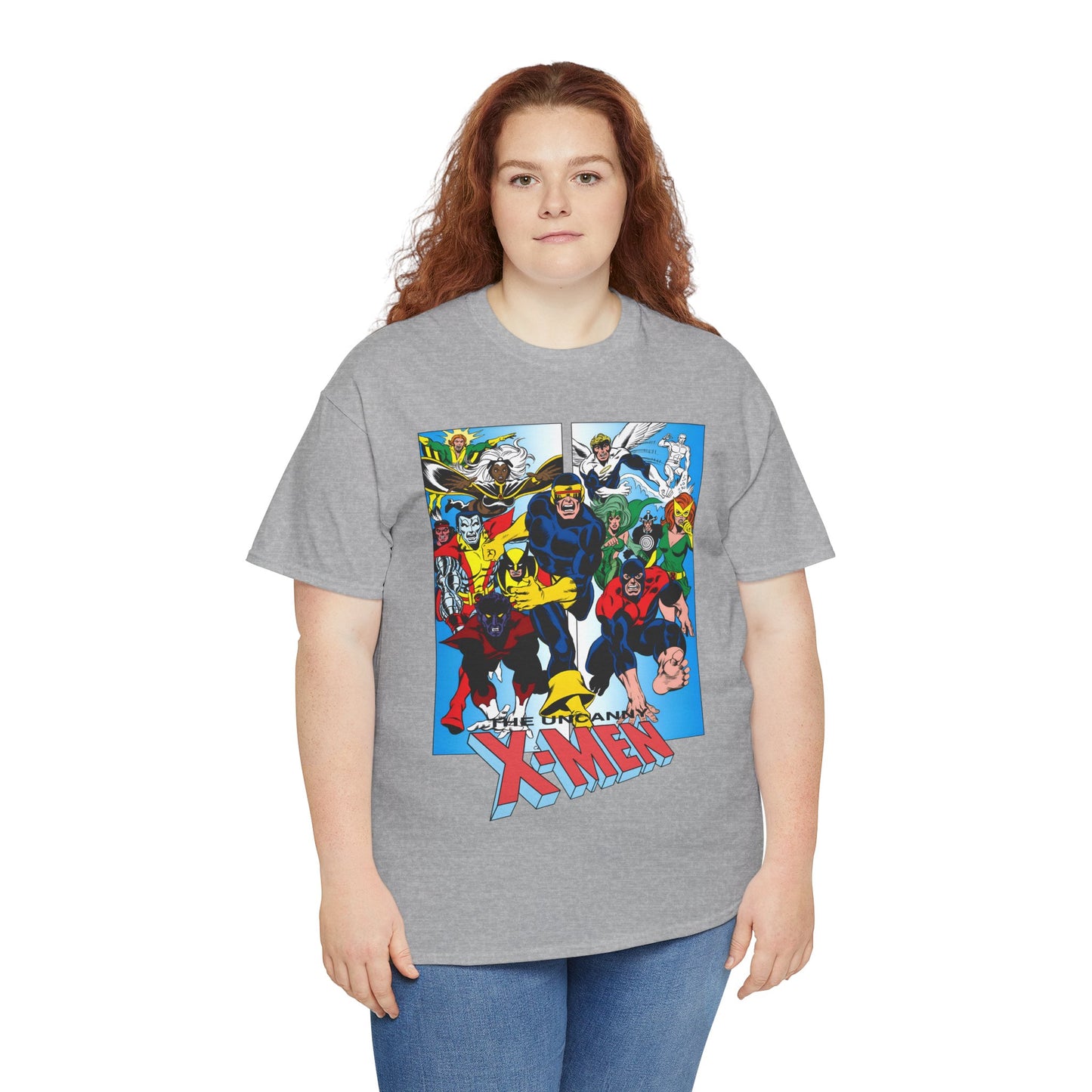 Uncanny X-Men T-Shirt - Classic Dave Cockrum Art - Popular Marvel Comics Series - Wolverine, Storm, Cyclops, Nightcrawler, Jean Grey, Iceman, Banshee, Beast