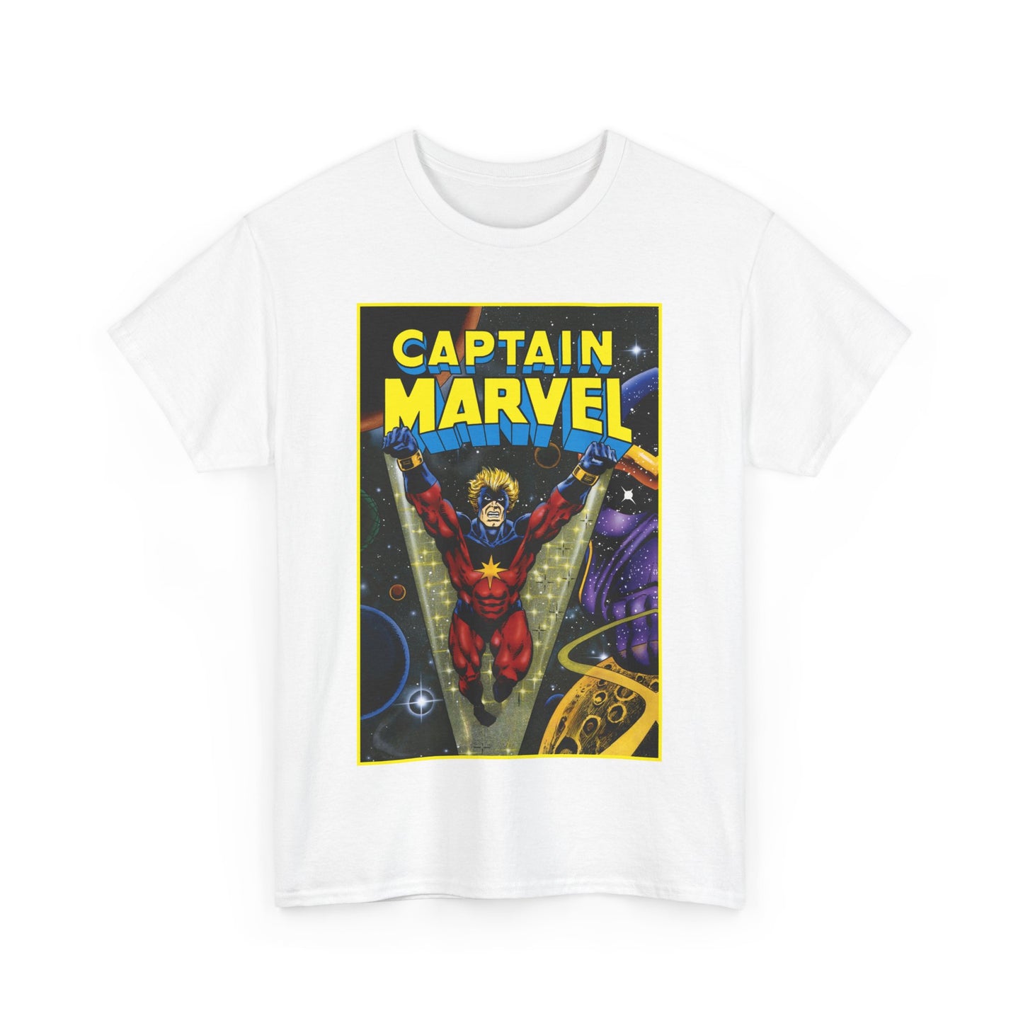 Captain Marvel T-Shirt - Mar-Vell - Thanos - Jim Starlin Art - 1970s Cosmic Superhero - Marvel Comics