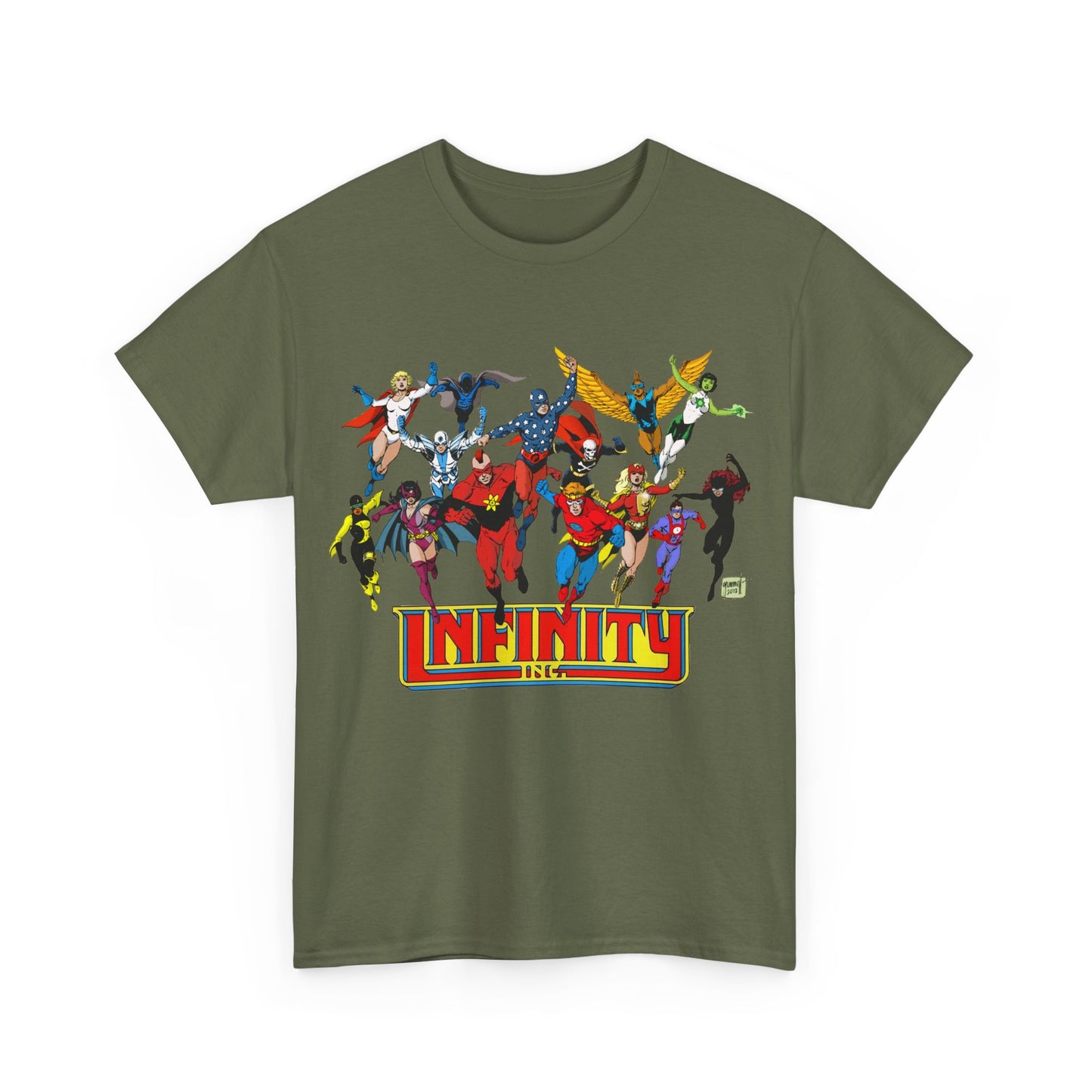 Infinity Inc Shirt - Tom Grummett Art - Jade, Obsidian, Huntress, Power Girl, Fury, Silver Scarab, Wildcat, Star-Spangled Kid - JSA Successors - DC Comics