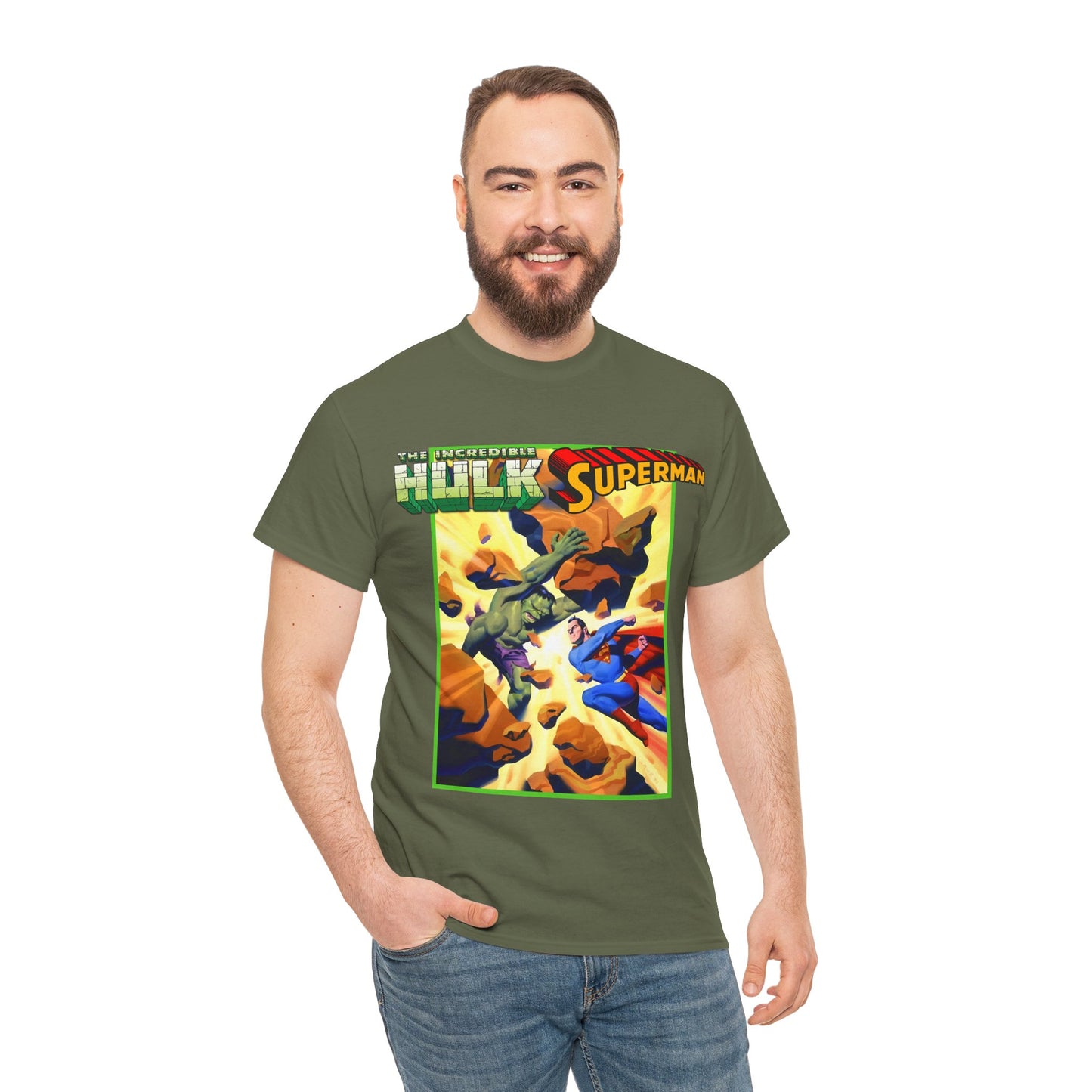 Incredible Hulk Vs Superman T-Shirt - Amazing Steve Rude Art - DC Comics & Marvel 90s Crossover - Bruce Banner, Clark Kent