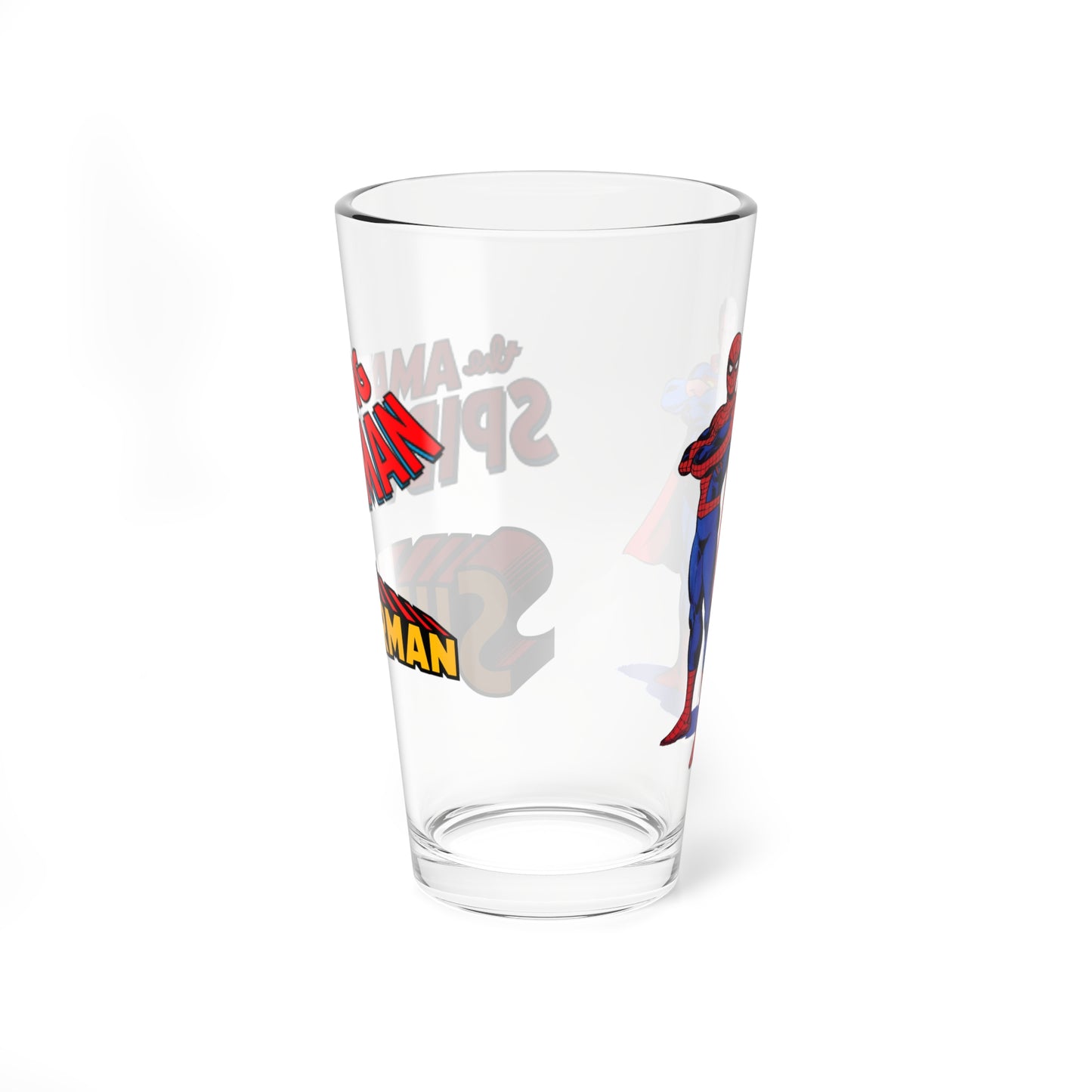 Amazing Spider-Man & Superman Pint Glass, 16oz - DC & Marvel Comics Crossover - 1970s Retro Art