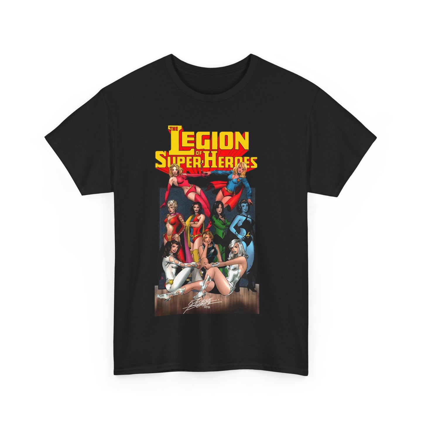 Legion of Super-Heroes T-Shirt - George Perez Art - Saturn Girl, Supergirl, Dream Girl, Shadow Lass, Phantom Girl - The Super Woman of LOSH - DC Comics