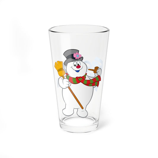 Frosty the Snowman Pint Glass, 16oz - Rankin-Bass Christmas Special - Retro Festive Holiday Barware