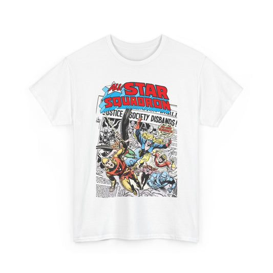 All-Star Squadron T-Shirt - Joe Kubert Art - Liberty Belle, Robotman, Shining Knight, Johnny Quick, Firebrand - JSA Connection - DC Comics