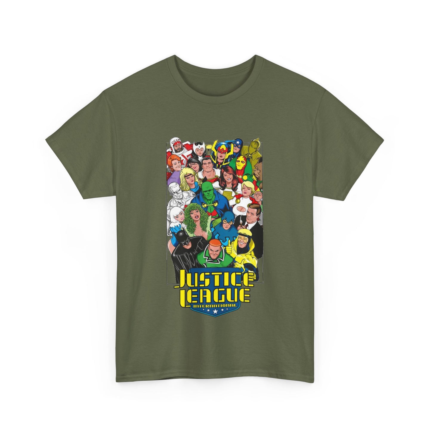 Justice League International T-Shirt - DC Comics - JLI - Kevin Maguire Art - Blue Beetle, Booster Gold, Martian Manhunter, Captain Atom