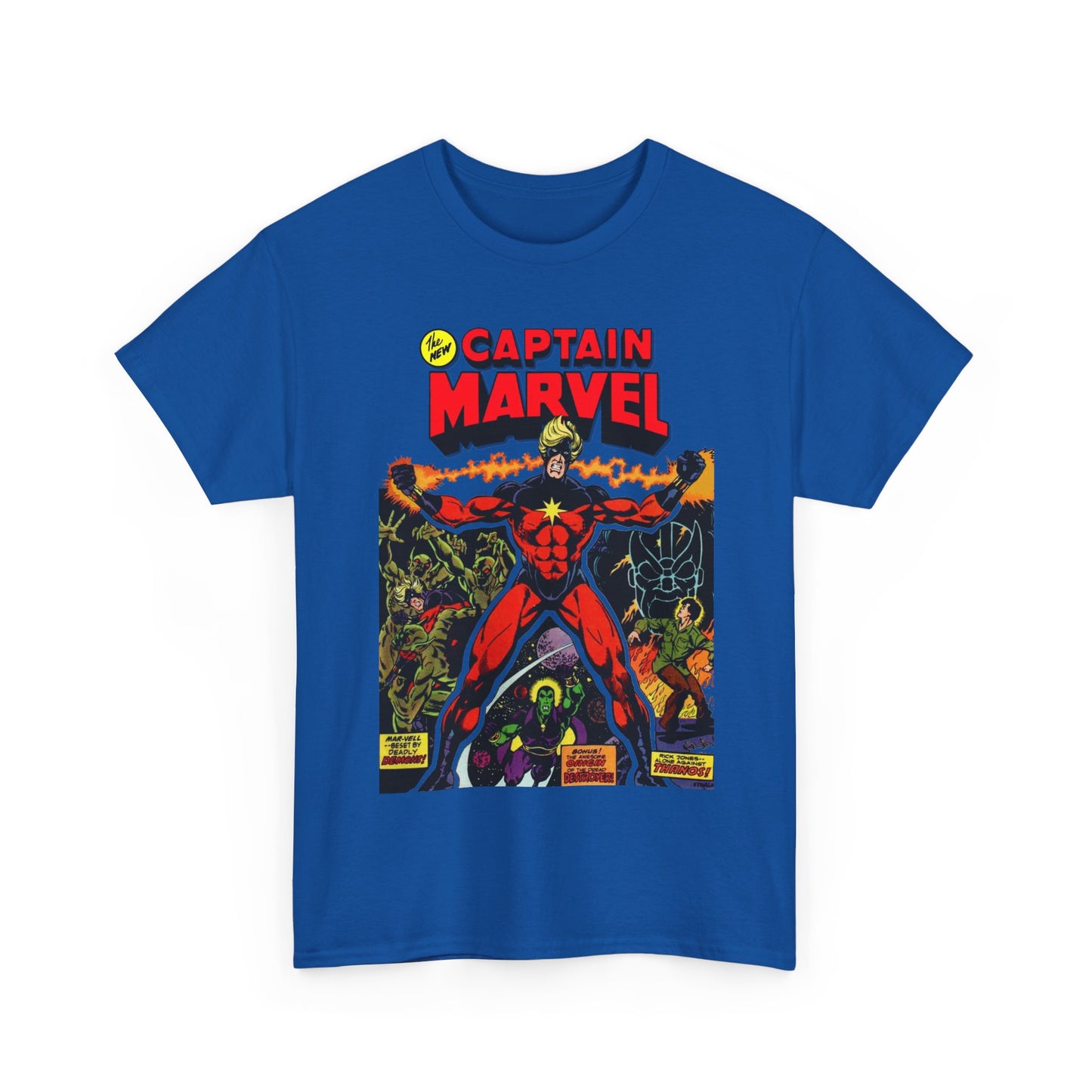 Captain Marvel T-Shirt - Jim Starlin Art - Thanos - Drax the Destroyer - Issue #32 Cover Art