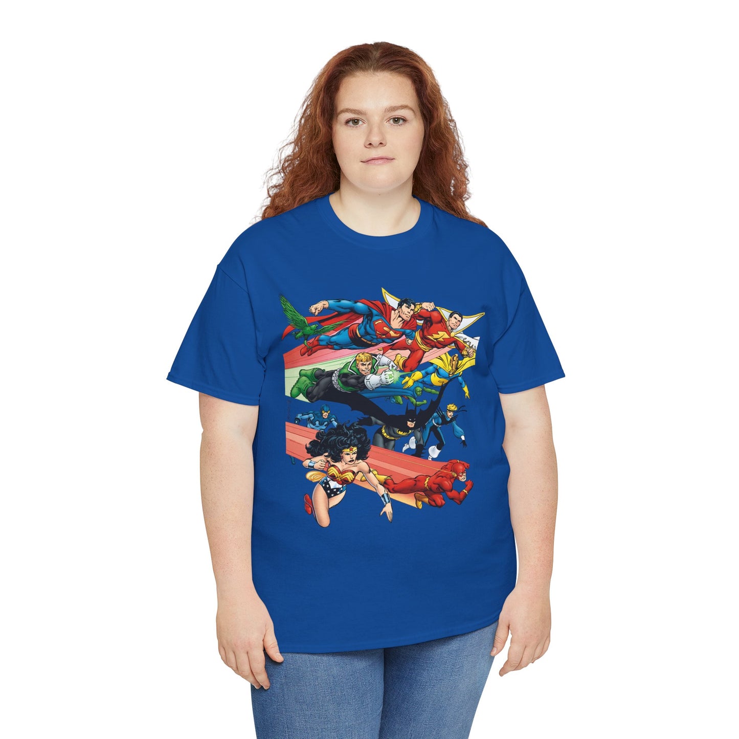 DC Legends T-Shirt - John Byrne Art - Superman, Dr Fate, Blue Beetle, Wonder Woman, Black Canary, Guy Gardner - DC Comics