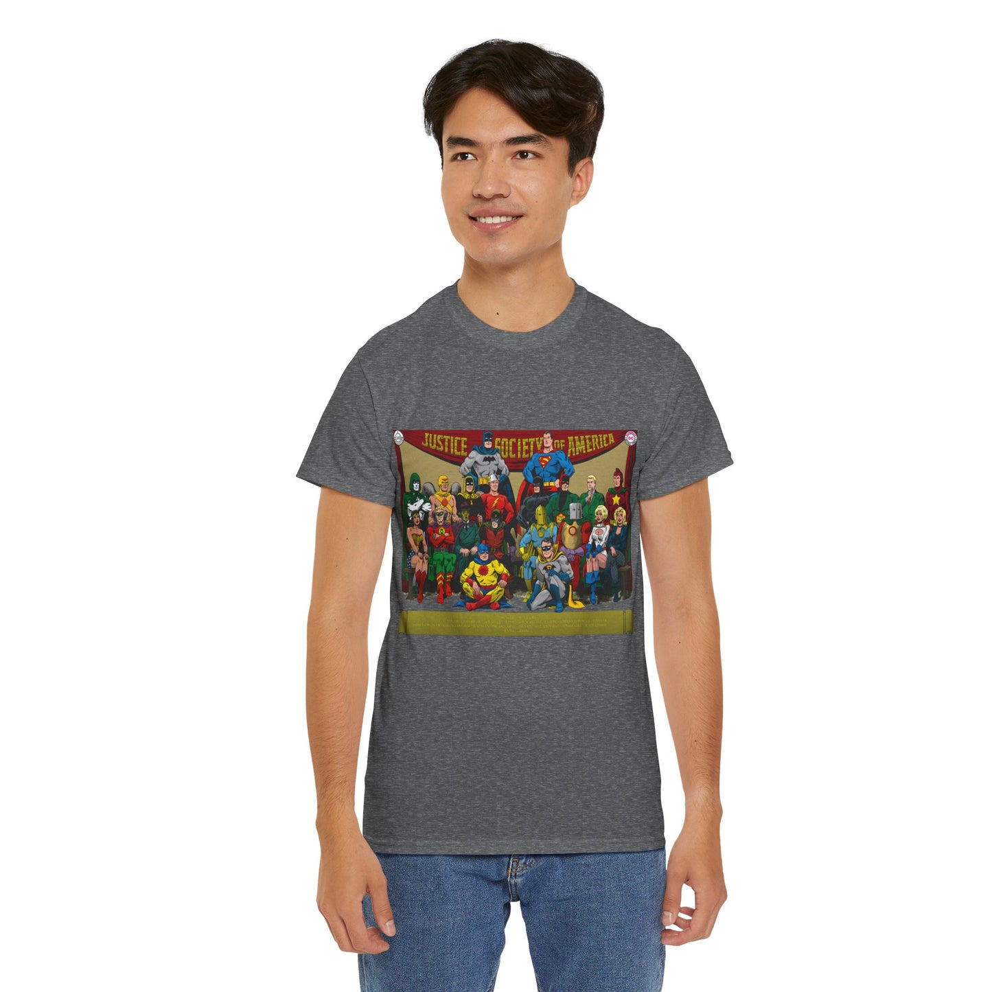 JSA T-Shirt - Sandman, Starman, Atom, Dr Fate, Mr Terrific, Flash, Green Lantern - DC Comics - Justice Society of America - Golden Age