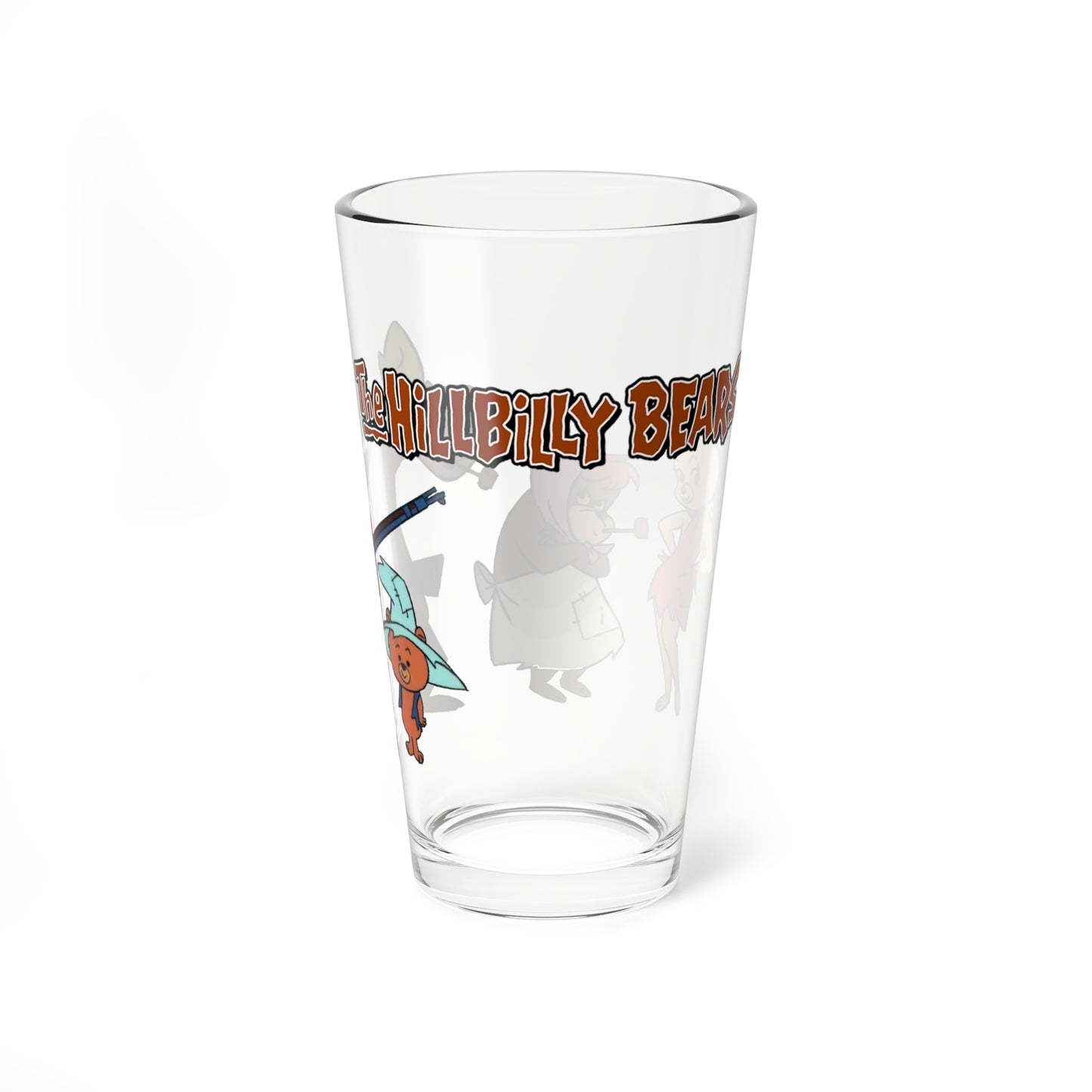 Hillbilly Bears Pint Glass, 16oz - Popular Hanna-Barbera 1960s Cartoon Characters - Paw Rugg, Maw, Floral, Shag