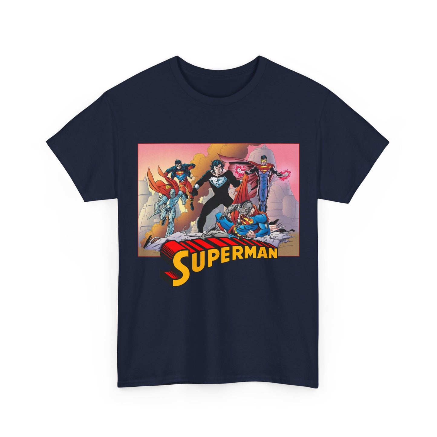 Superman T-Shirt - Tom Grummett Art - Death & Return - Steel, Cyborg, Eradicator - DC Comics