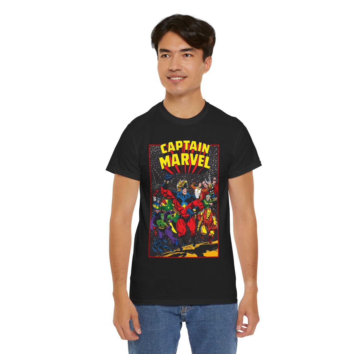 Captain Marvel T-Shirt - Marvel Comics - Jim Starlin Art - Mar-Vell - Kree - Cosmic Hero
