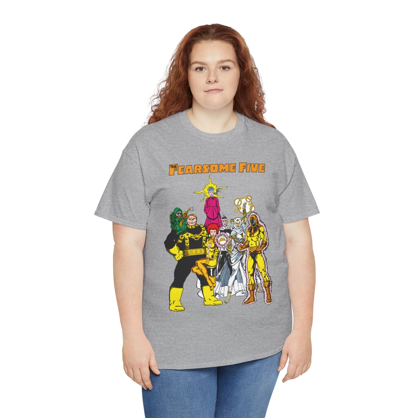 Fearsome Five T-Shirt - George Perez Art - Dr Light, Shimmer, Mammoth, Gizmo, Psimon, Jinx, Neutron - Who's Who Art - DC Comics