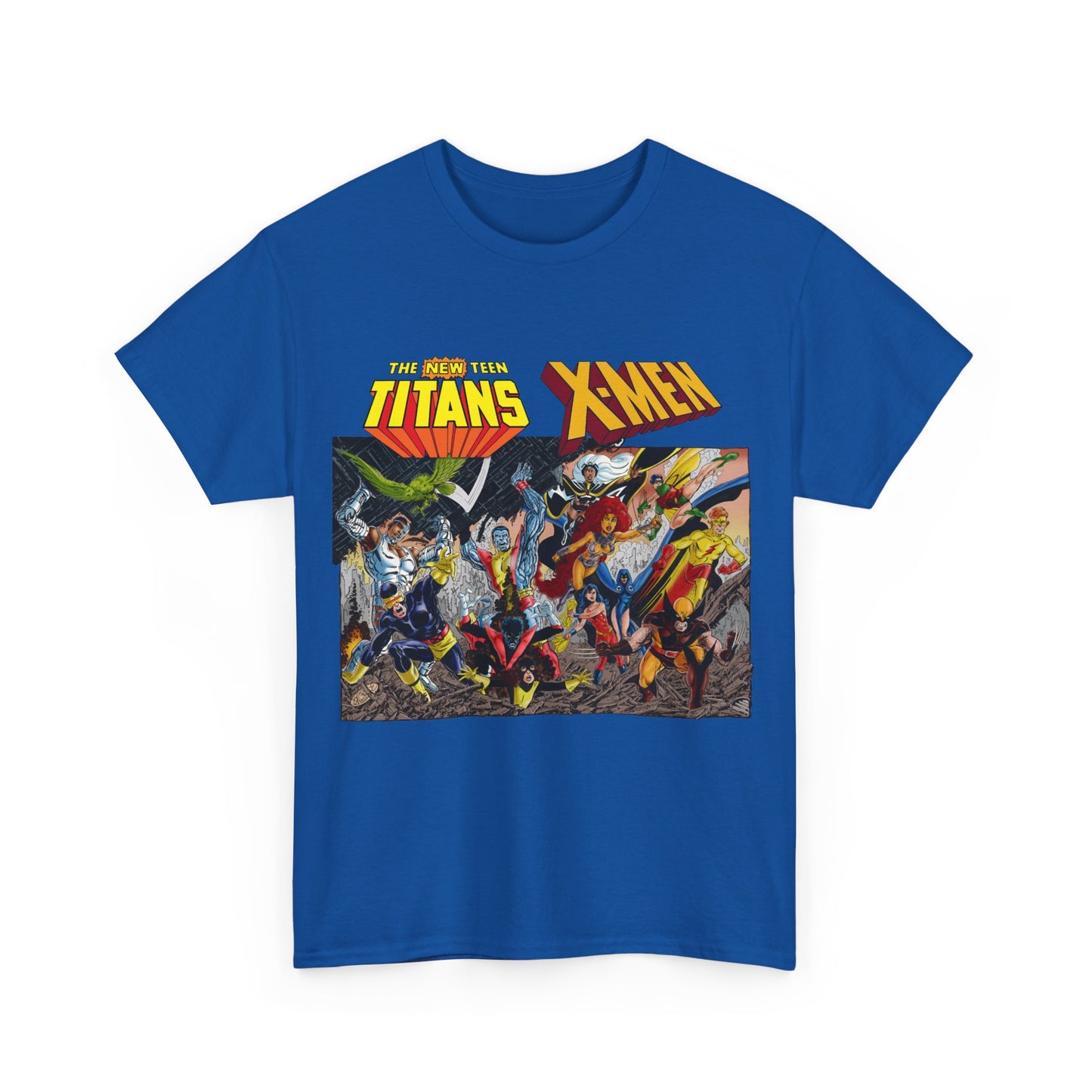 Uncanny X-Men Vs New Teen Titans T-Shirt - Amazing John Byrne Art - DC Comics, Marvel Comics Crossover - Wolverine, Starfire, Cyclops, Storm, Raven, Wonder Girl