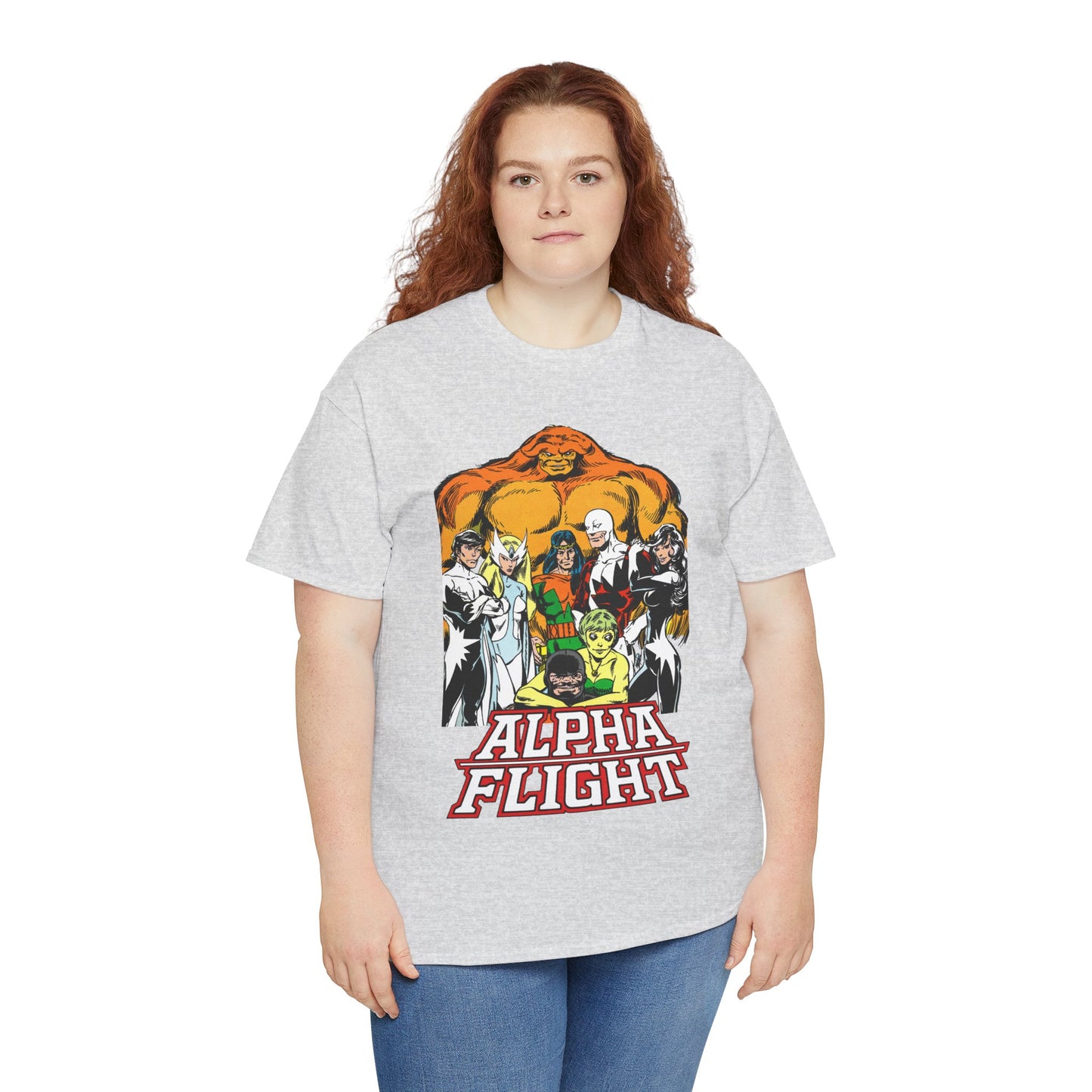 Alpha Flight T-Shirt - John Byrne Art - Northstar, Aurora, Guardian, Puck, Snowbird, Shaman, Sasquatch - Canada's Superhero Team - X-Men Connection - Marvel Comics