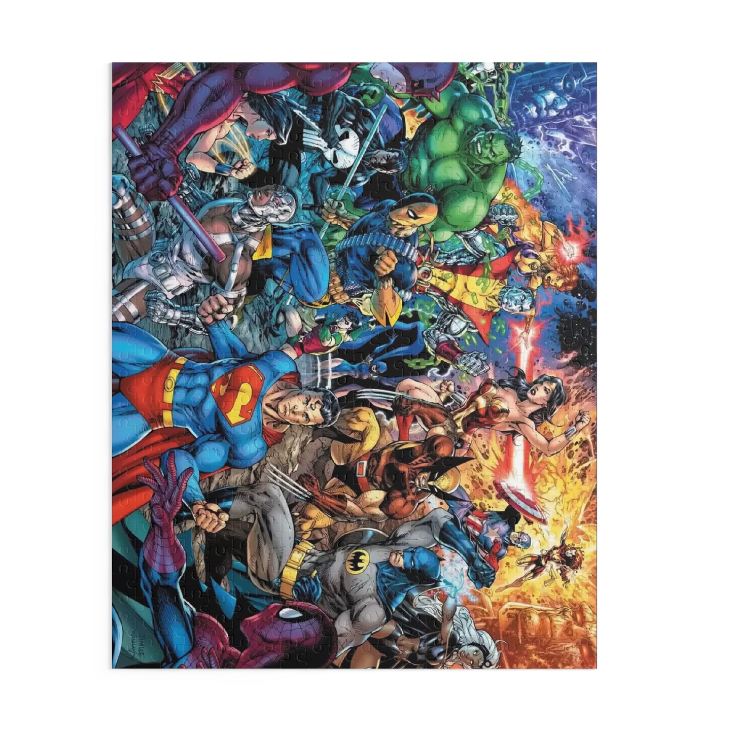 DC Comics Vs Marvel 500 Piece Puzzle - Jim Lee Omnibus Art - Superman, Storm, Daredevil, Spider-Man, Hulk