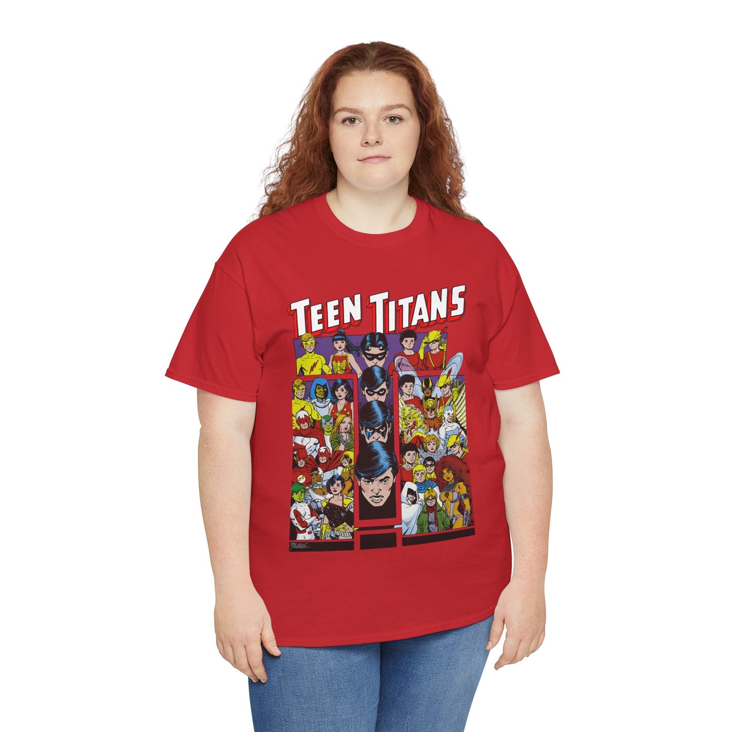 Teen Titans T-Shirt - George Perez Art - Wonder Girl, Bumblebee, Kid Flash, Starfire, Cyborg, Raven, Lilith, Flash, Hawn & Dove, Robin - DC Comics