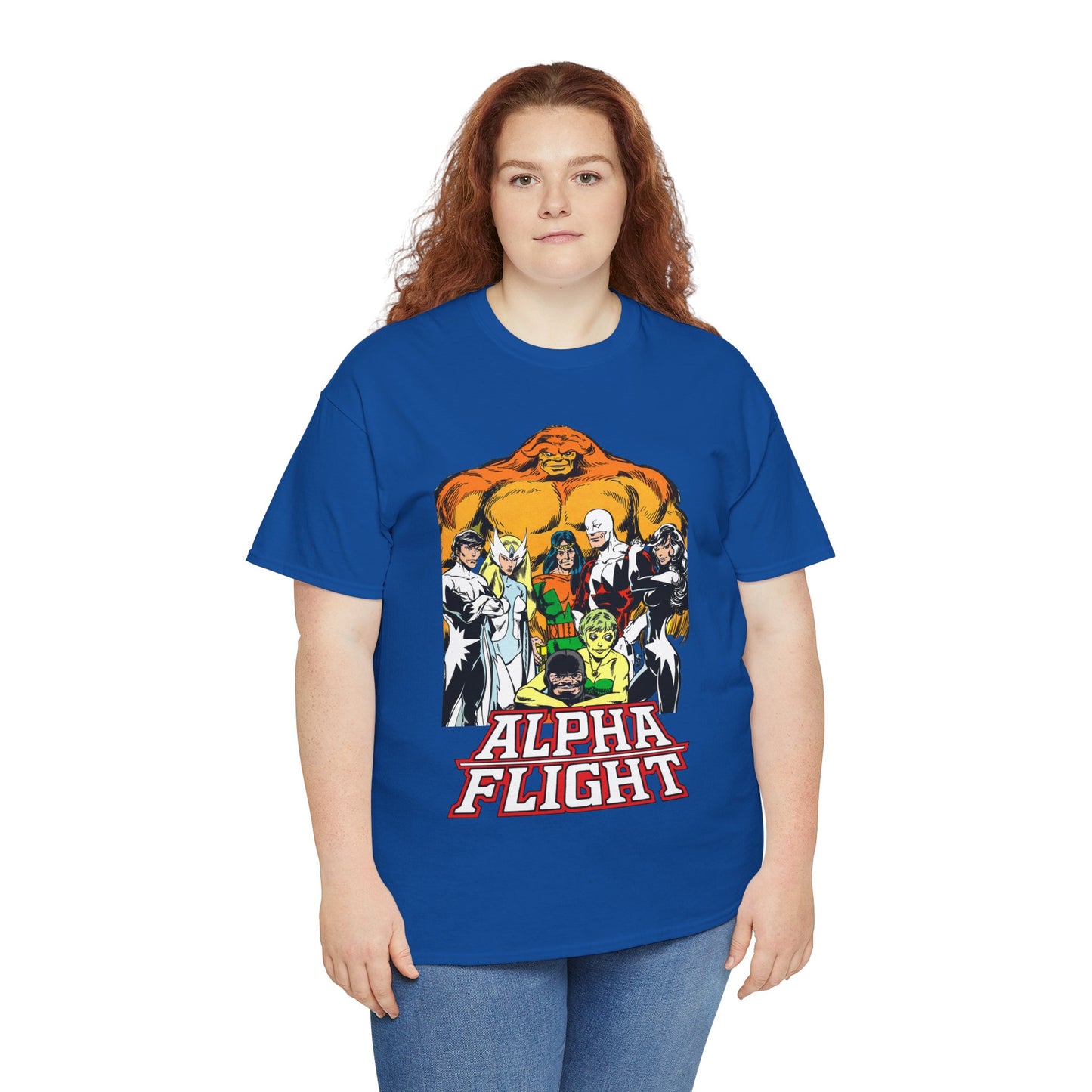 Alpha Flight T-Shirt - John Byrne Art - Northstar, Aurora, Guardian, Puck, Snowbird, Shaman, Sasquatch - Canada's Superhero Team - X-Men Connection - Marvel Comics