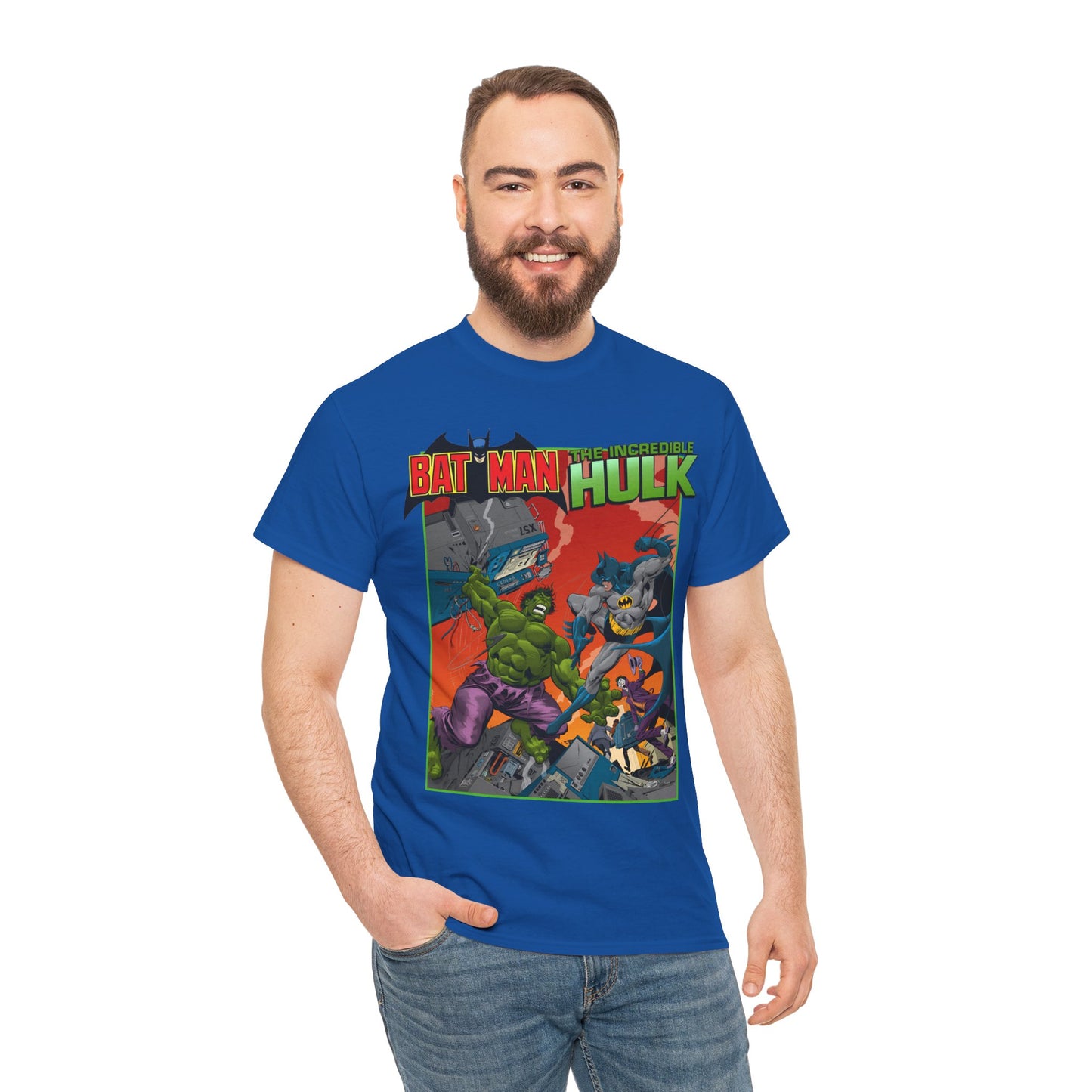 Batman Vs Incredible Hulk T-Shirt - DC Comics & Marvel - Joker - 1970s Team-Up