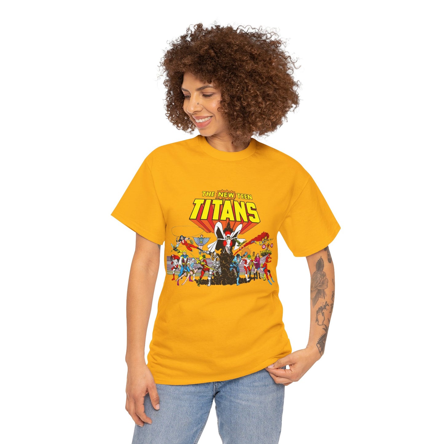 New Teen Titans T-Shirt - George Perez Art - Nightwing, Starfire, Cyborg, Speedy, Bumblebee, Hawk, Dove, Speedy, Wonder Girl, Terra, Lilith - DC Comics