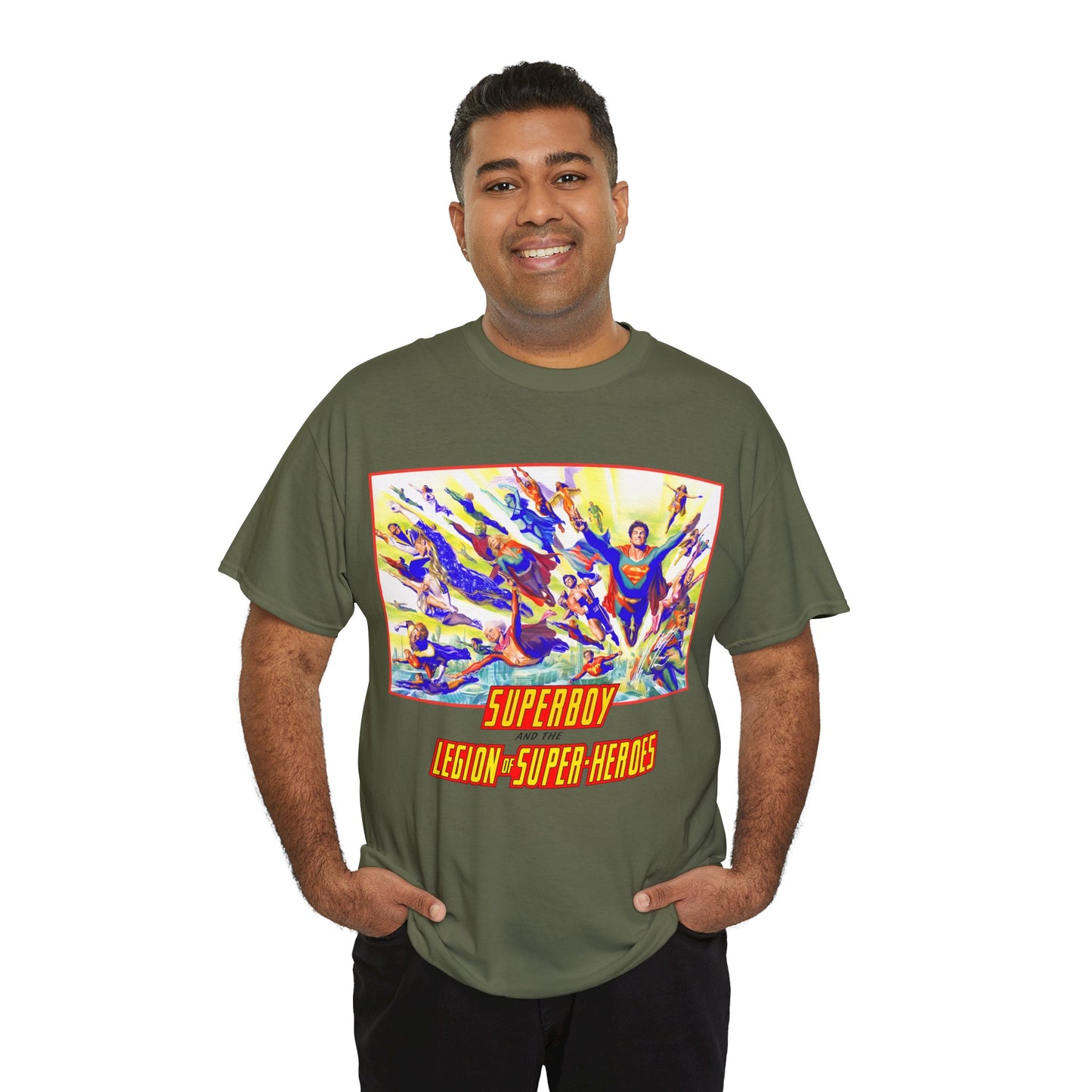 Superboy & Legion of Super-Heroes T-Shirt - Alex Ross Art - Saturn Girl, Brainiac 5, Lightning Lad, Shadow Lass, Dawnstar, Karate Kid - DC Comics