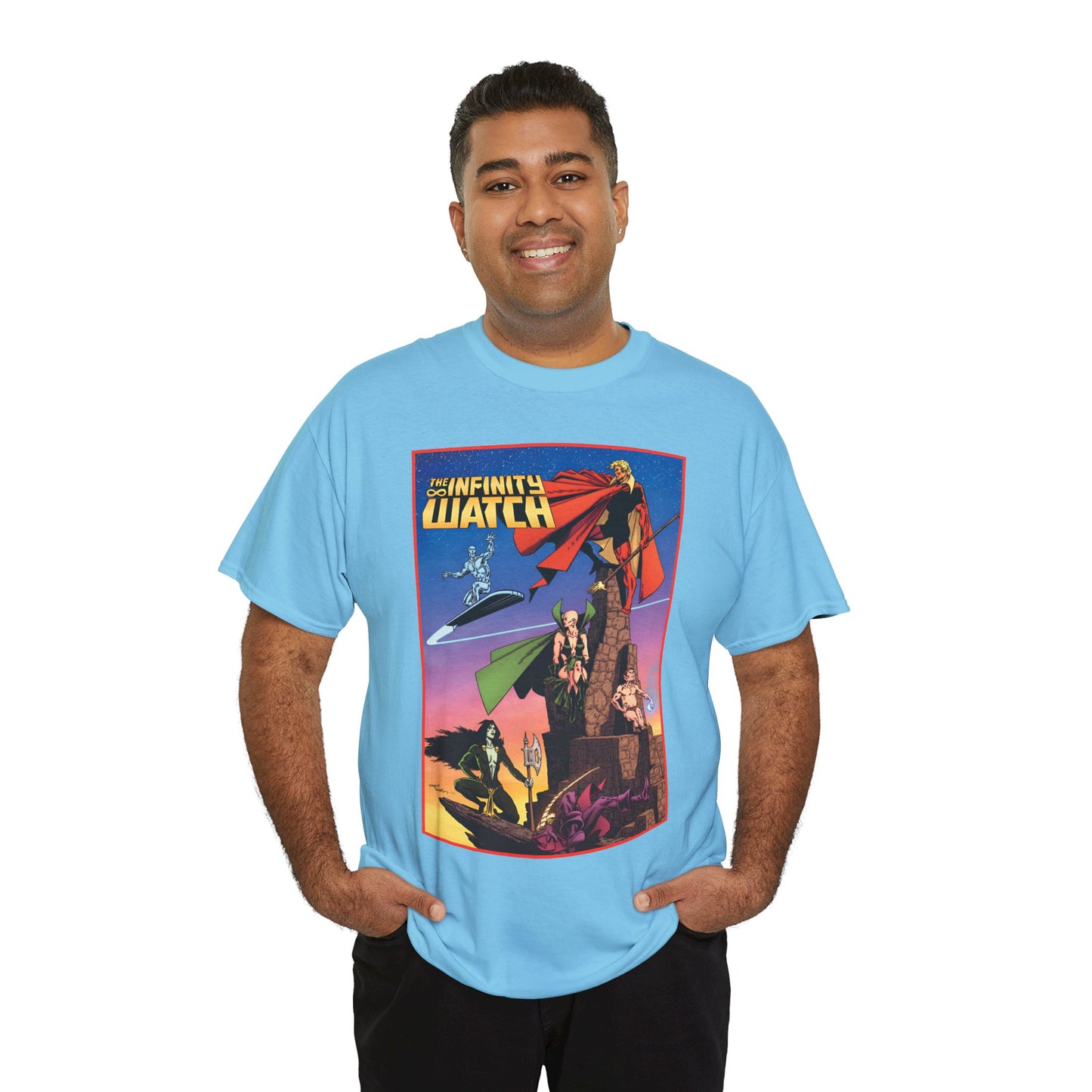 Infinity Watch T-Shirt - Jim Starlin Art - Adam Warlock, Silver Surfer, Moondragon, Pip the Troll - Marvel Comics
