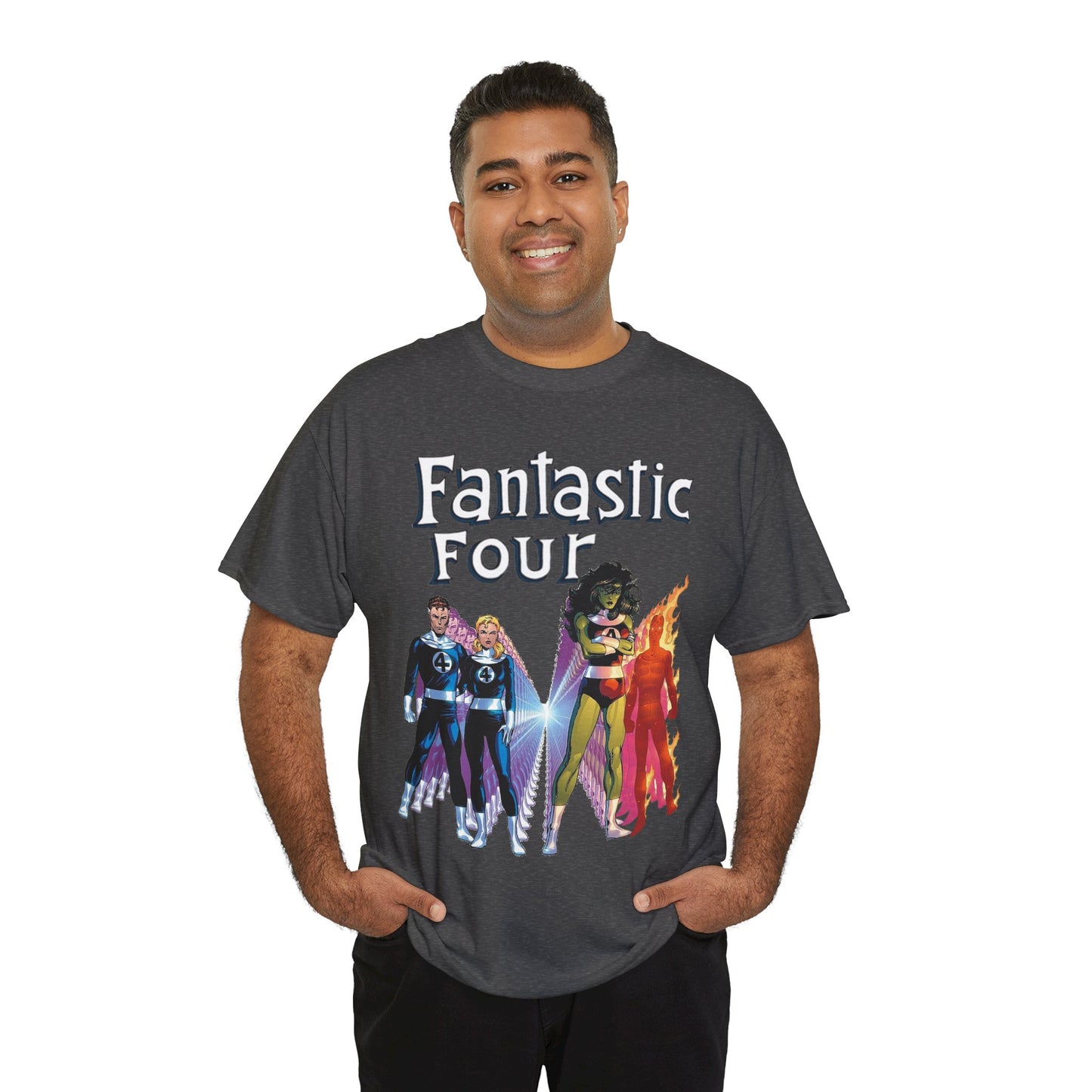 Fantastic Four T-Shirt - John Byrne Art - She-Hulk, Reed Richards, Human Torch, Invisible Woman - Marvel Comics
