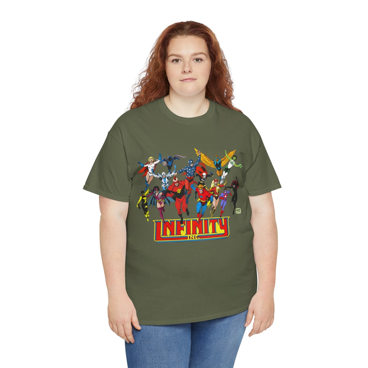 Infinity Inc Shirt - Tom Grummett Art - Jade, Obsidian, Huntress, Power Girl, Fury, Silver Scarab, Wildcat, Star-Spangled Kid - JSA Successors - DC Comics