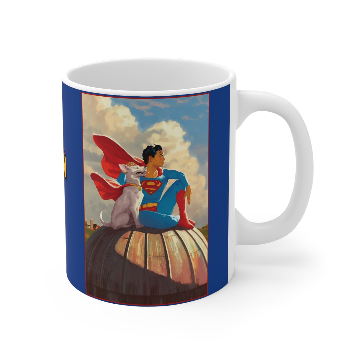 Superman & Krypto Coffee Mug 11oz - Man of Steel, Metropolis, Smallville - DC Comics - New 2025 Movie