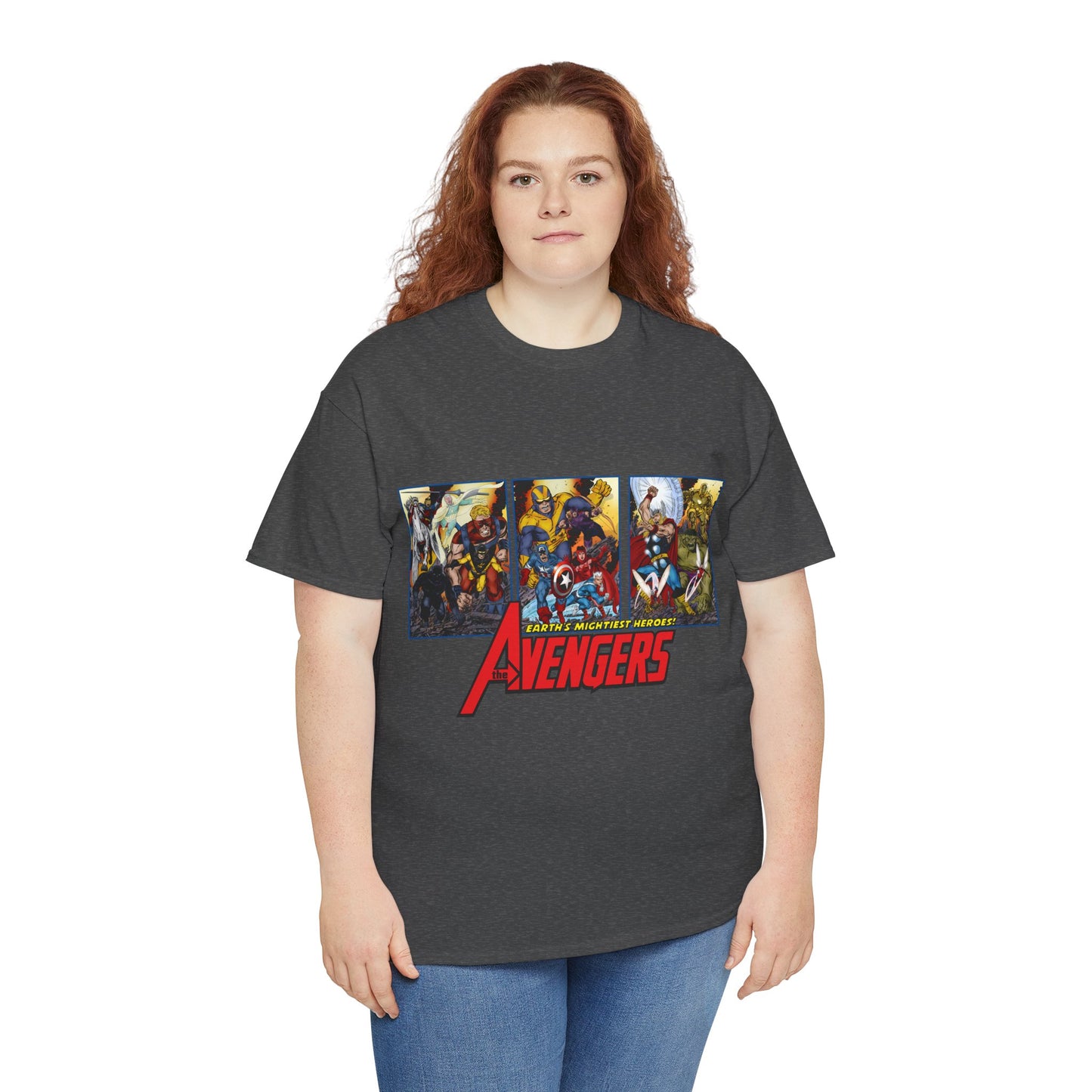 Avengers T-Shirt - John Byrne Art - Thor, Captain America, Iron Man, Hulk, Scarlet Witch, Wasp, Quicksilver, The Black Knight - Marvel Comics