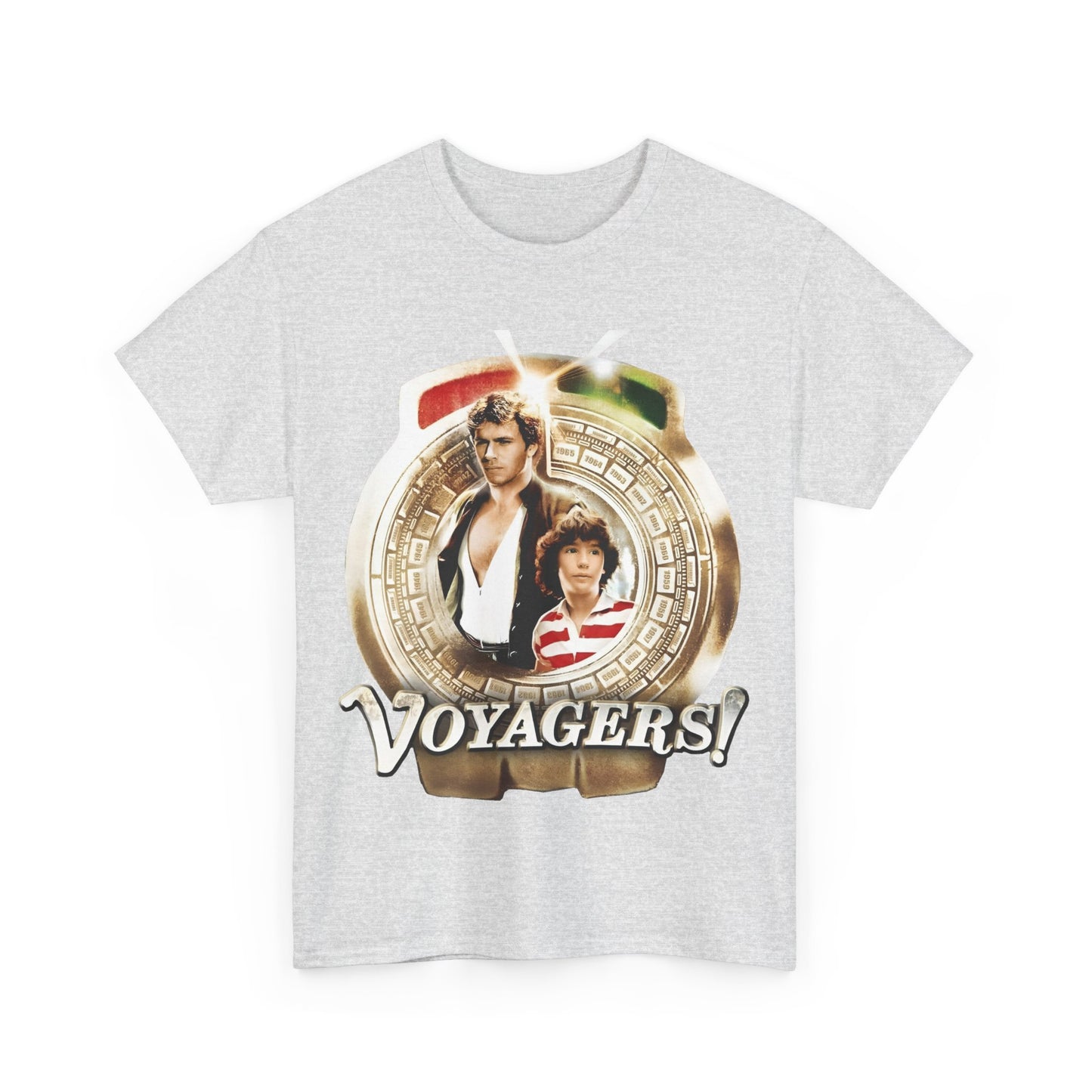 Voyagers T-Shirt - Jon-Erik Hexum, Meeno Peluce - Omni - Popular 1980s Time Travel TV Show - Cult Classic