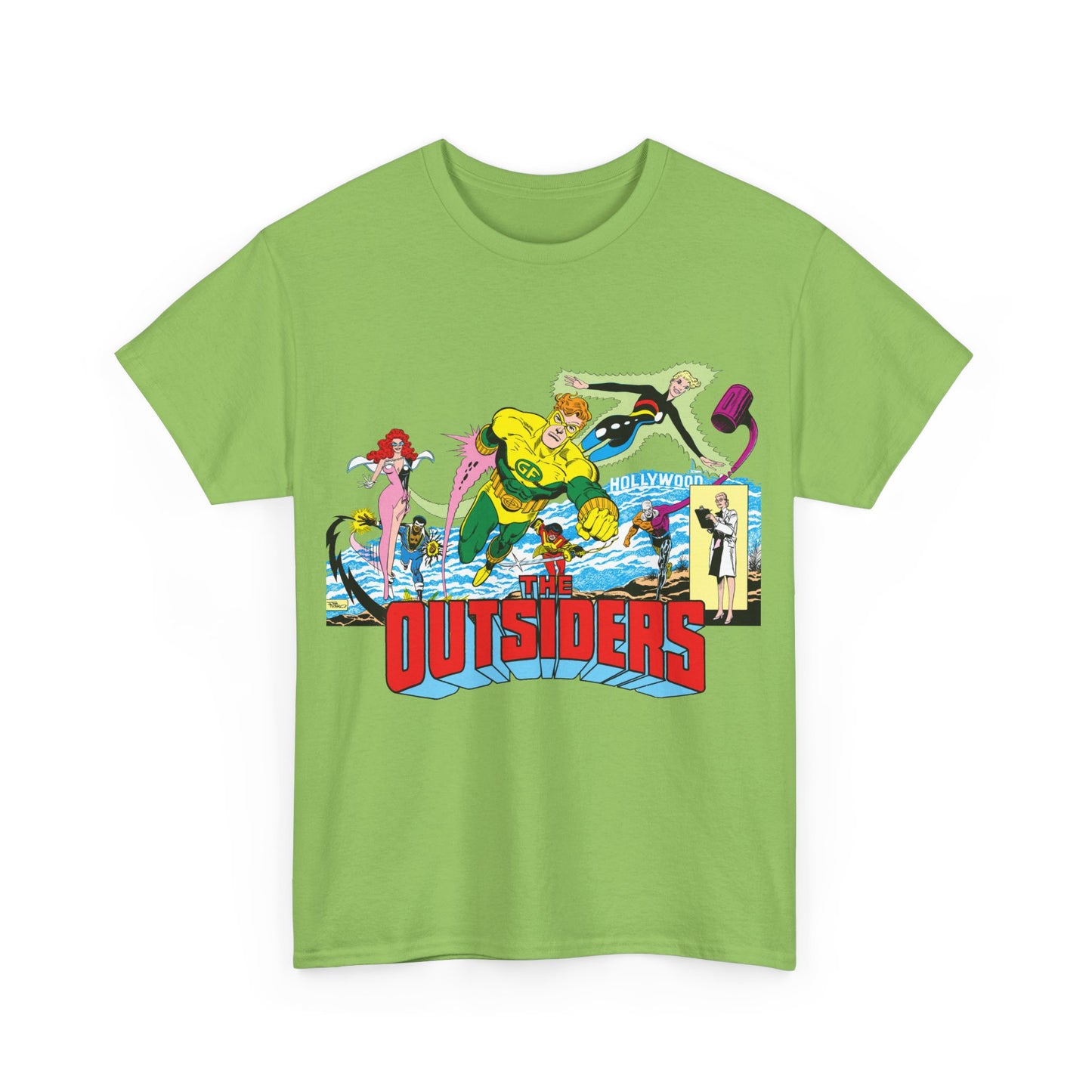 Outsiders T-Shirt - Amazing Jim Aparo Art - Black Lightning, Geo-Force, Katana, Metamorpho, Looker, Halo - DC Comics
