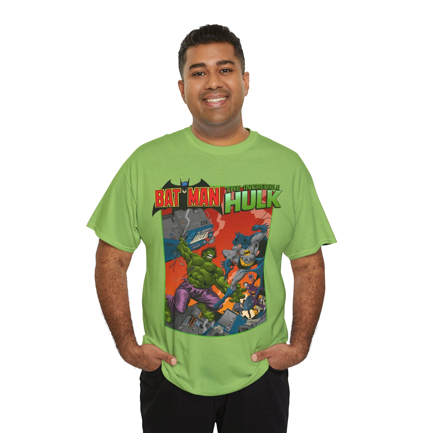 Batman Vs Incredible Hulk T-Shirt - DC Comics & Marvel - Joker - 1970s Team-Up