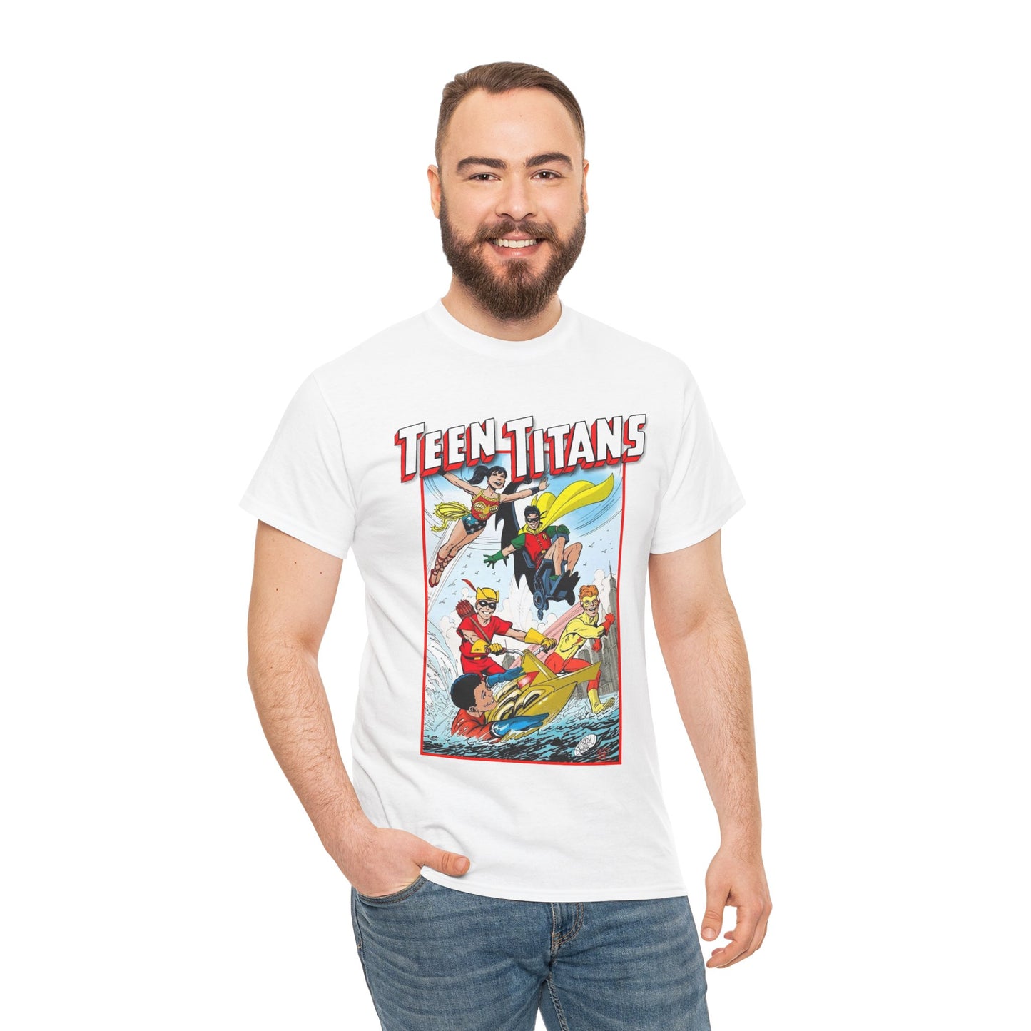 Teen Titans T-Shirt - John Byrne Art - Robin, Wonder Girl, Kid Flash, Speedy, Aqualad - DC Comics