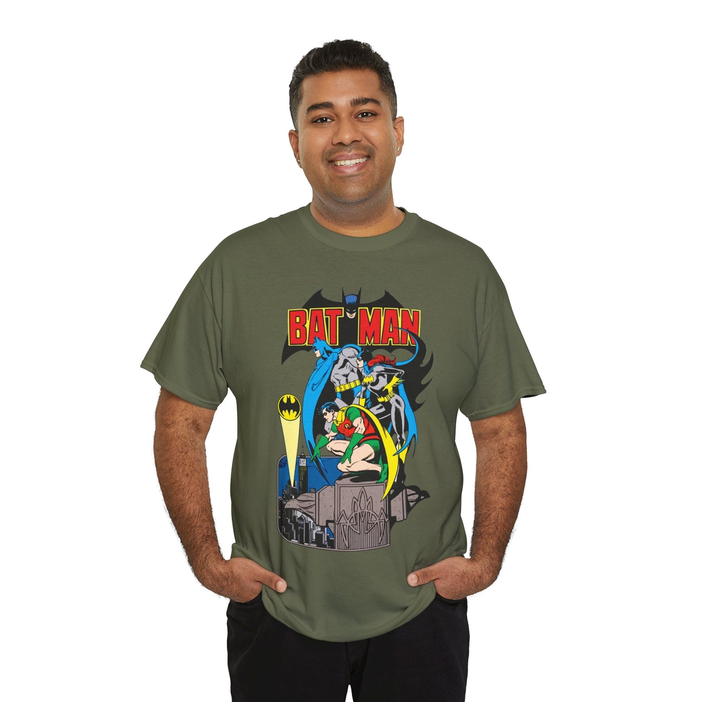 Batman, Robin & Batgirl T-Shirt - José Luis García-López Art - DC Comics Style Guide - 1970s Retro Art - Gotham City - Bat Signal