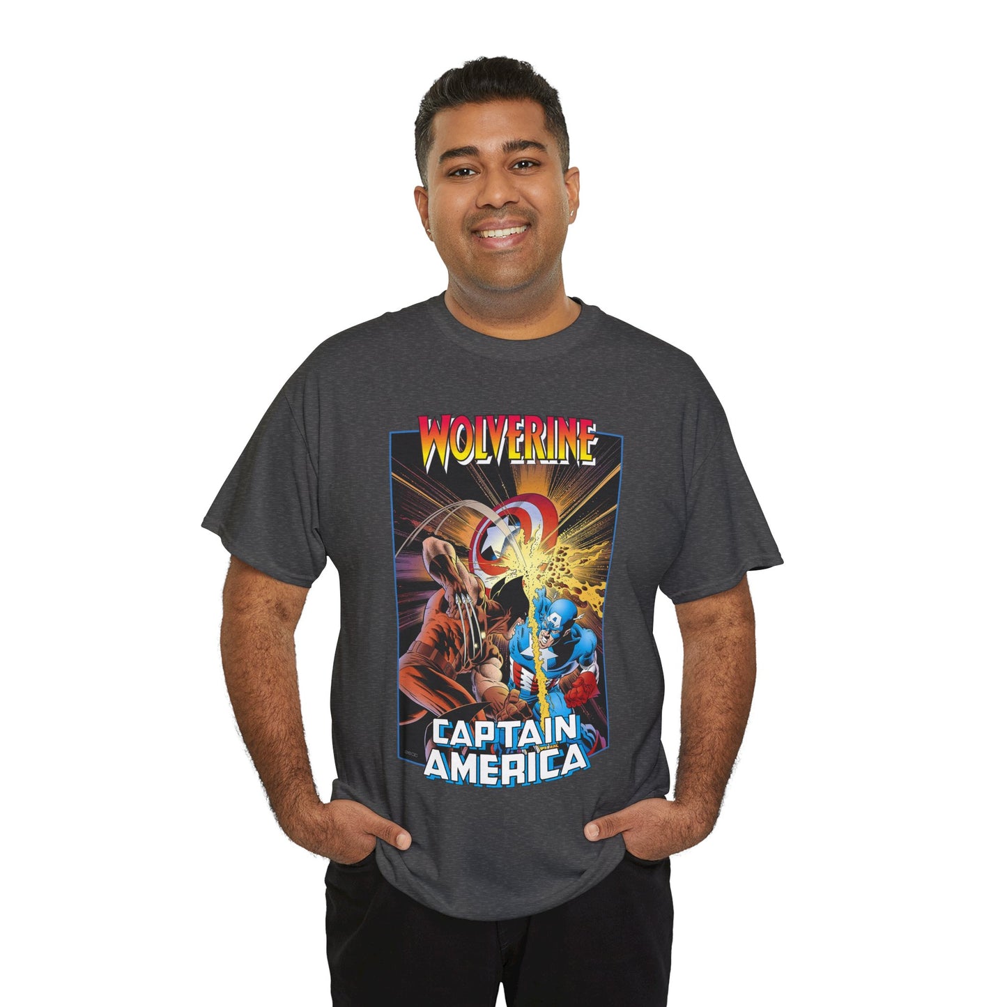 Wolverine Vs Captain America T-Shirt - Mike Zeck Classic Art - Marvel Comics