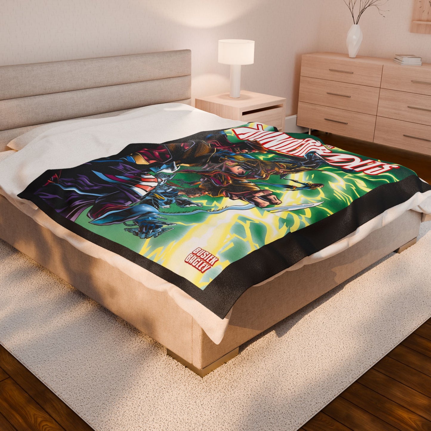 Thunderbolts Velveteen Plush Blanket 60x80" - Citizen V, MACH-1, Techno, Atlas, Songbird - Mark Bagley Art - Avengers Link - Marvel Comics