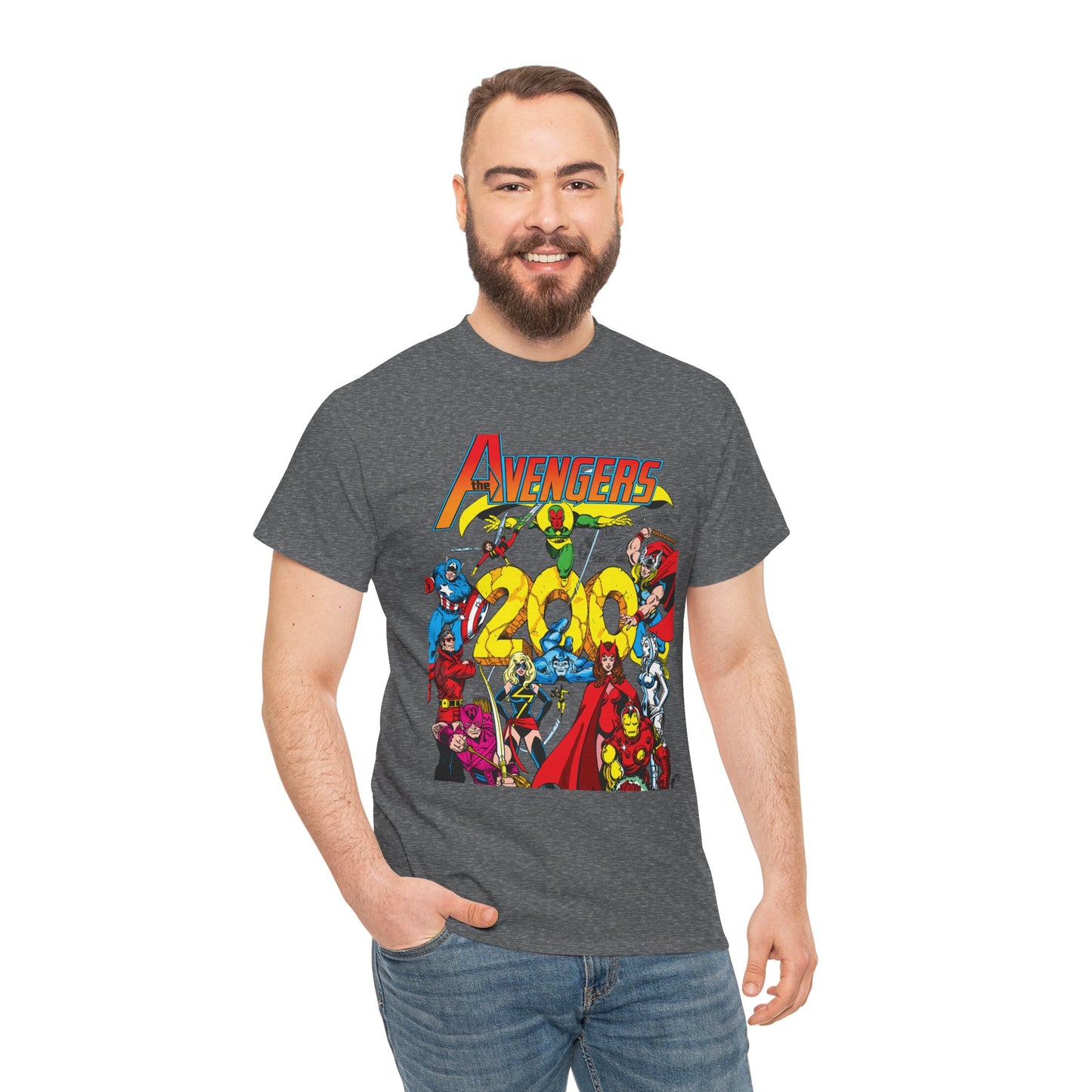Avengers T-Shirt - George Perez Art - #200 Cover - Thor, Scarlet Witch, Iron Man, Vision, Hawkeye, Beast, Jocasta, Wasp, Captain America, Wonder Man