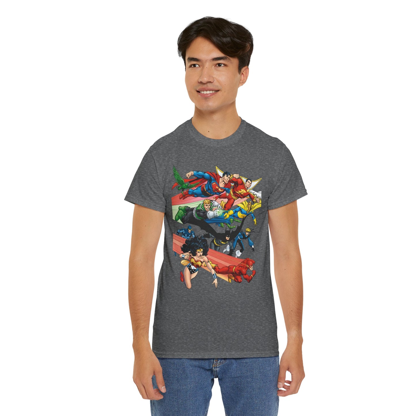 DC Legends T-Shirt - John Byrne Art - Superman, Dr Fate, Blue Beetle, Wonder Woman, Black Canary, Guy Gardner - DC Comics