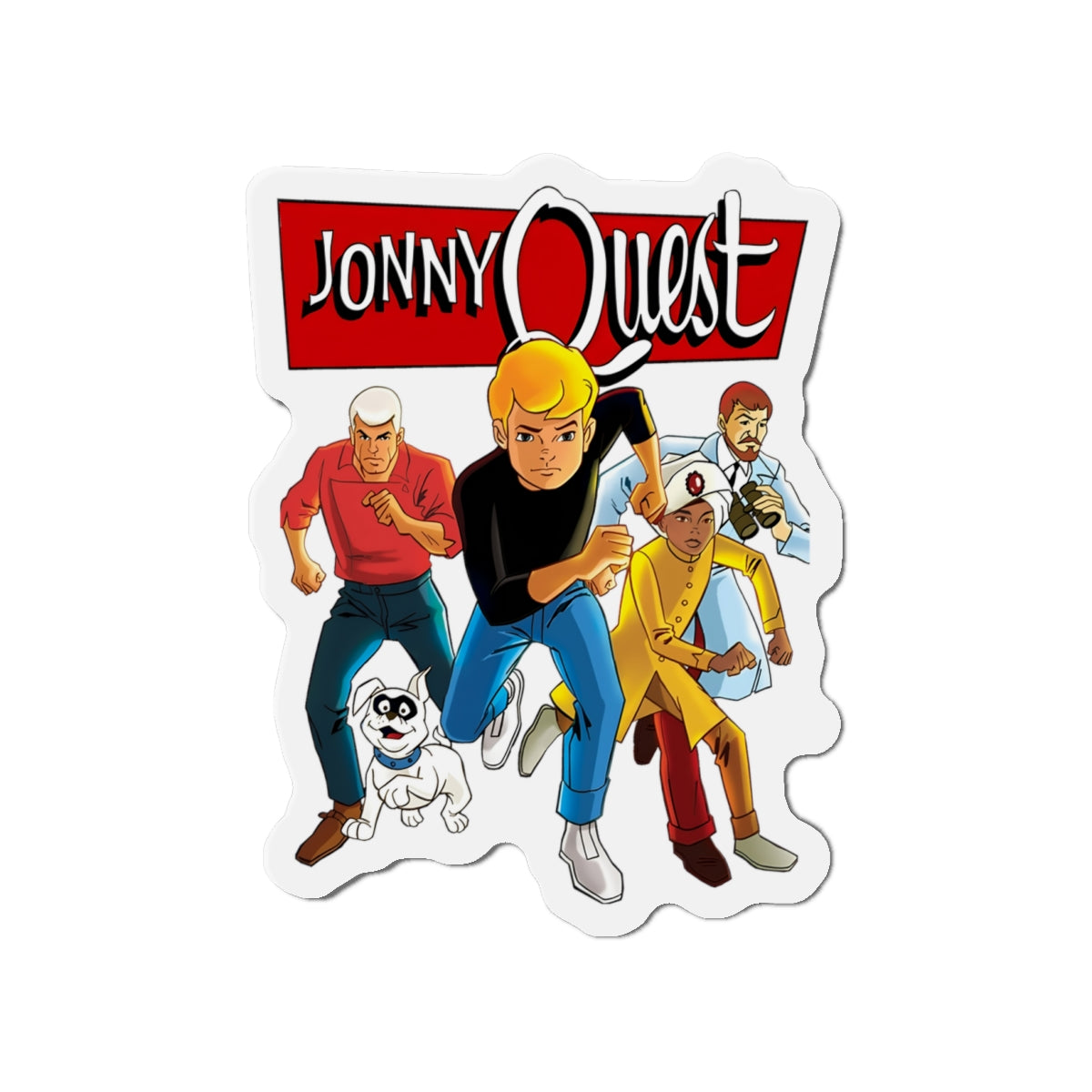 Jonny Quest Die-Cut Magnet - Hanna-Barbera Cartoon - Hadji, Bandit, Benton Quest, Race Bannon - 3", 4", 5", 6"