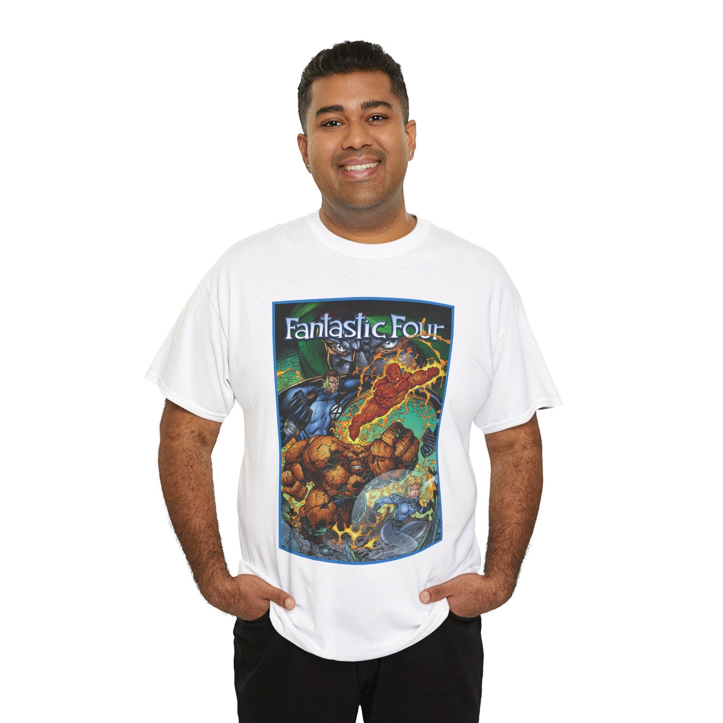 Fantastic Four T-Shirt - Jim Lee Art - The Thing, Human Torch, Reed Richards, Invisible Woman - Marvel Comics - Heroes Reborn