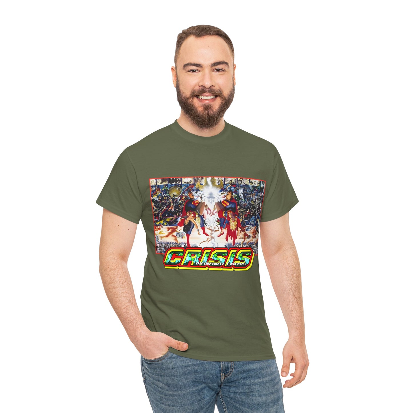 Crisis on Infinite Earths T-Shirt - Alex Ross & George Perez Art - Superman, Wonder Woman, Supergirl, Flash, Monitor, Anti-Monitor - DC Comics
