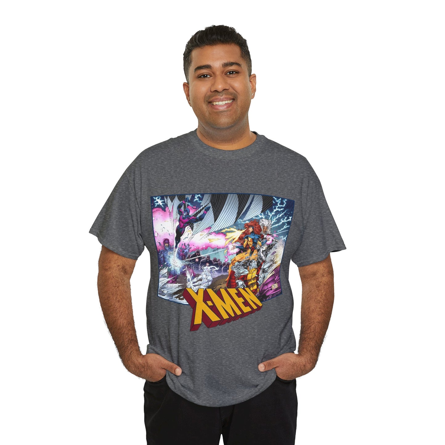 X-Men T-Shirt - Whilce Portacio Art - Storm, Jean Grey, Archangel, Iceman - Fighting Sentinels - Marvel Comics