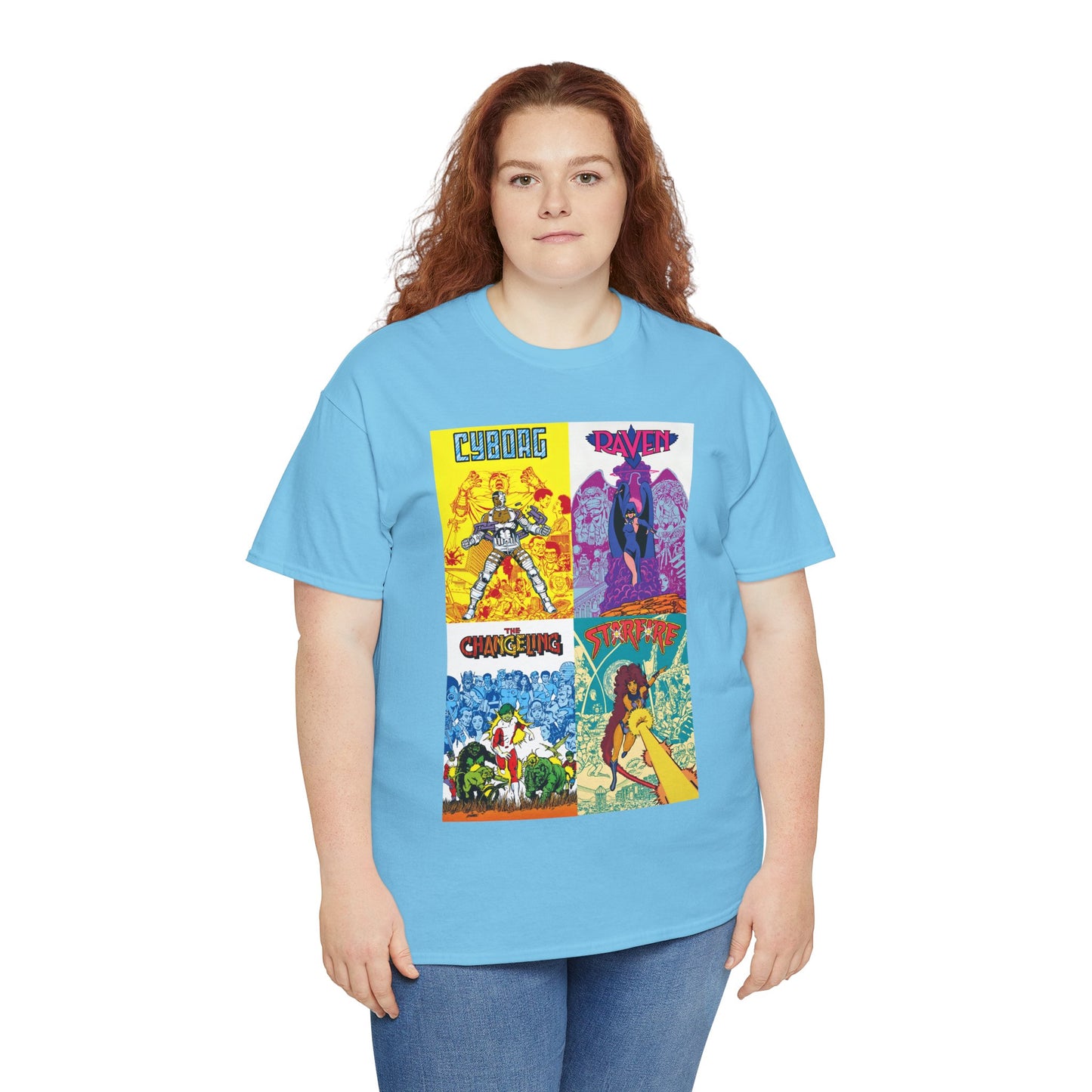 Tales of the New Teen Titans T-Shirt - George Perez Art - Cyborg, Raven, Changeling, Starfire - 1980s Mini-Series Showcasing Their Origins - DC Comics
