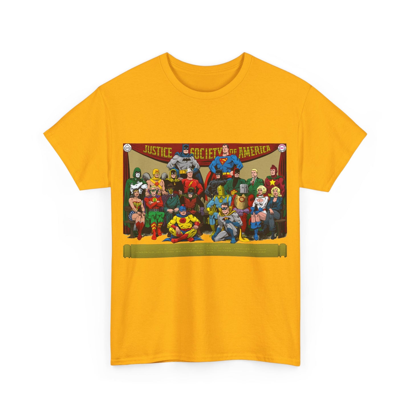 JSA T-Shirt - Sandman, Starman, Atom, Dr Fate, Mr Terrific, Flash, Green Lantern - DC Comics - Justice Society of America - Golden Age