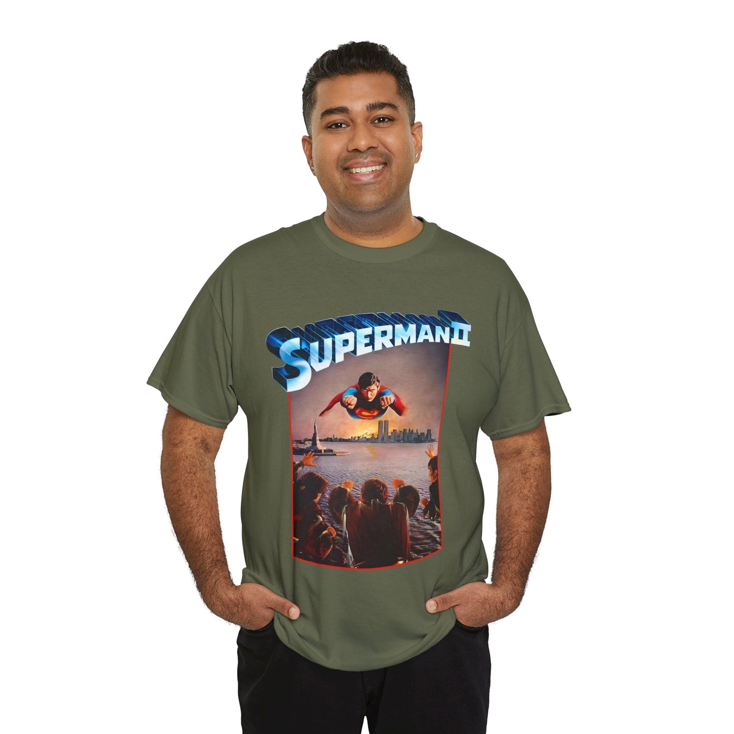 Superman II T-Shirt - Christopher Reeve, Terence Stamp, Sarah Douglas - Vs General Zod, Ursa, Non - Phantom Zone Villains - 1980 Movie Poster - DC Comics