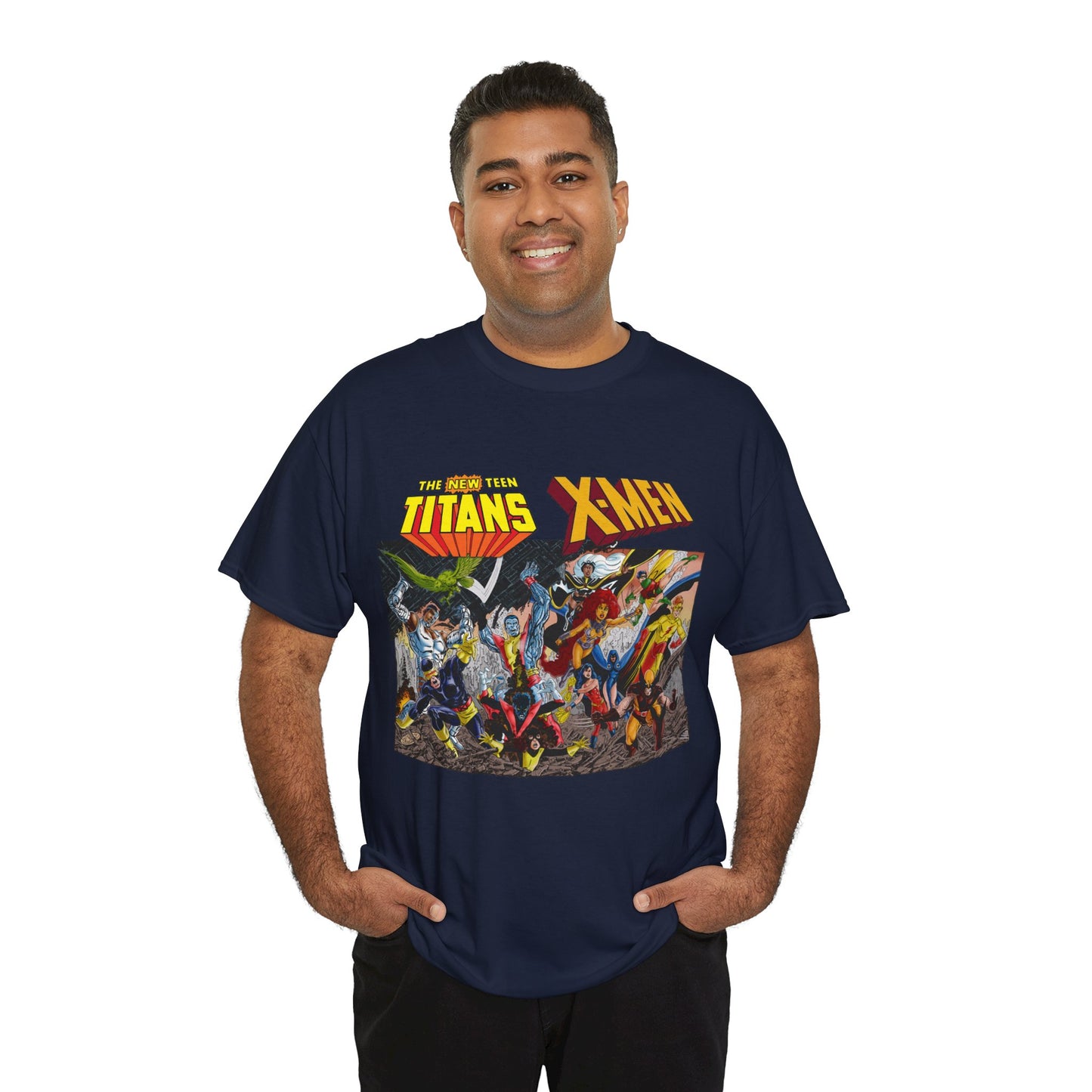 Uncanny X-Men Vs New Teen Titans T-Shirt - Amazing John Byrne Art - DC Comics, Marvel Comics Crossover - Wolverine, Starfire, Cyclops, Storm, Raven, Wonder Girl