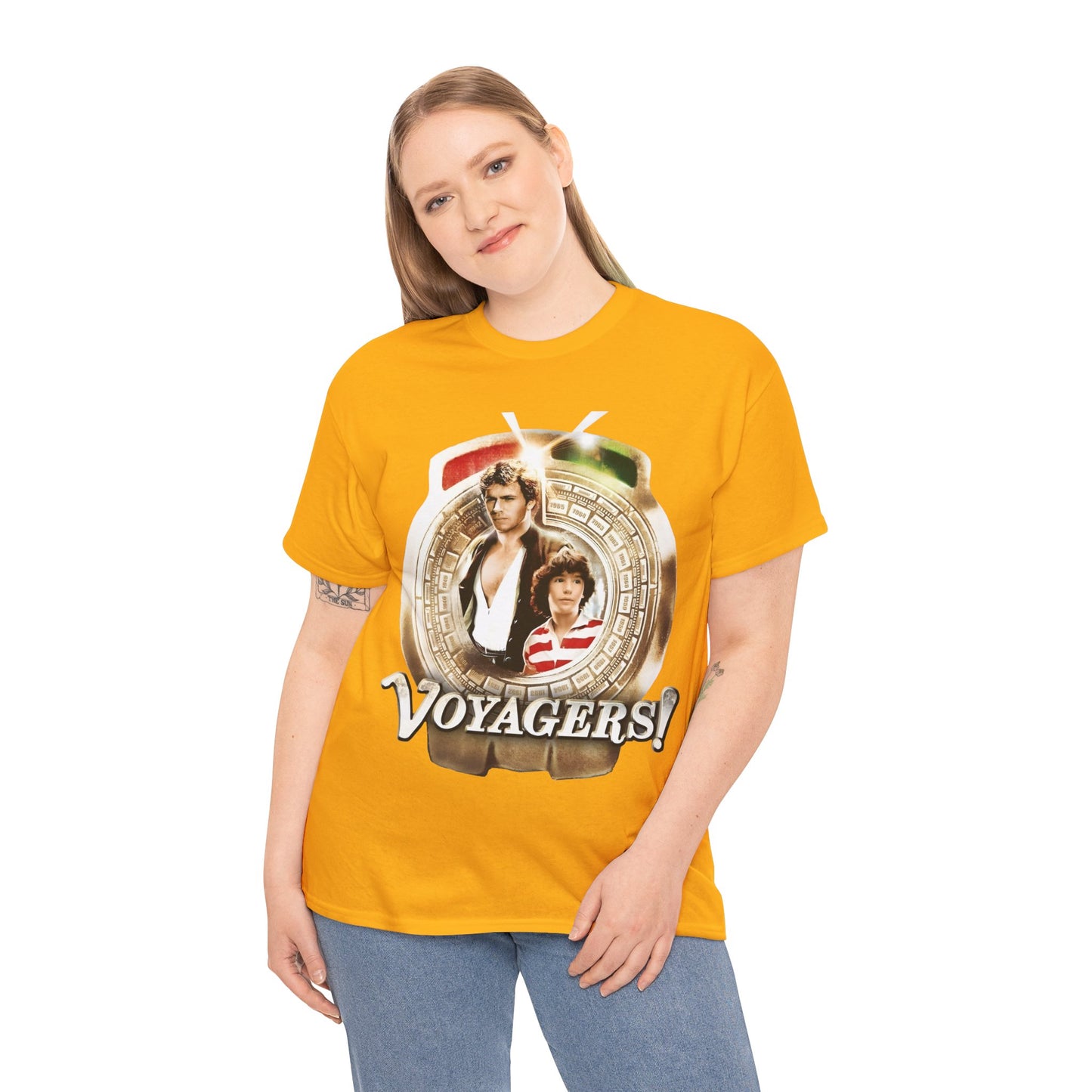 Voyagers T-Shirt - Jon-Erik Hexum, Meeno Peluce - Omni - Popular 1980s Time Travel TV Show - Cult Classic