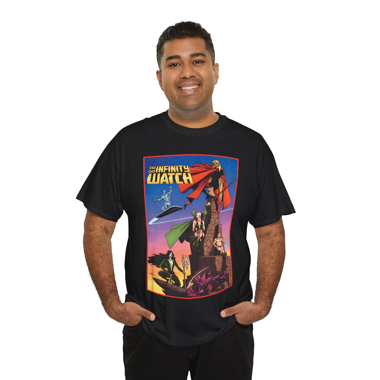 Infinity Watch T-Shirt - Jim Starlin Art - Adam Warlock, Silver Surfer, Moondragon, Pip the Troll - Marvel Comics